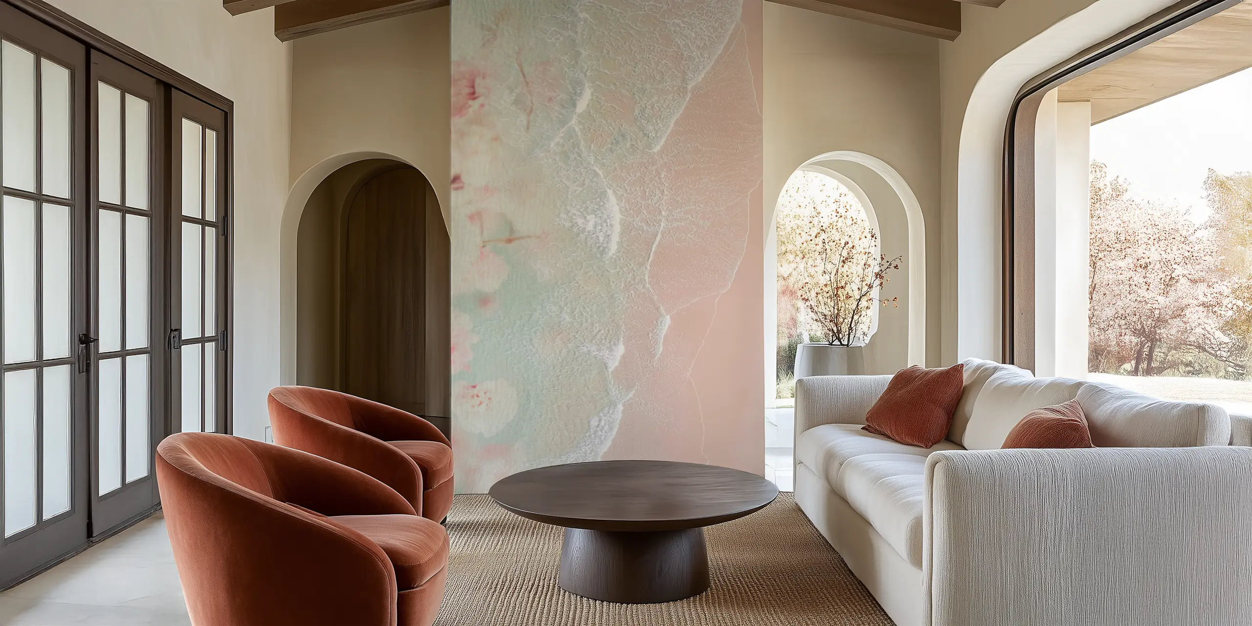 Ocean Flowers in Pink Wallpaper - Happywall.com