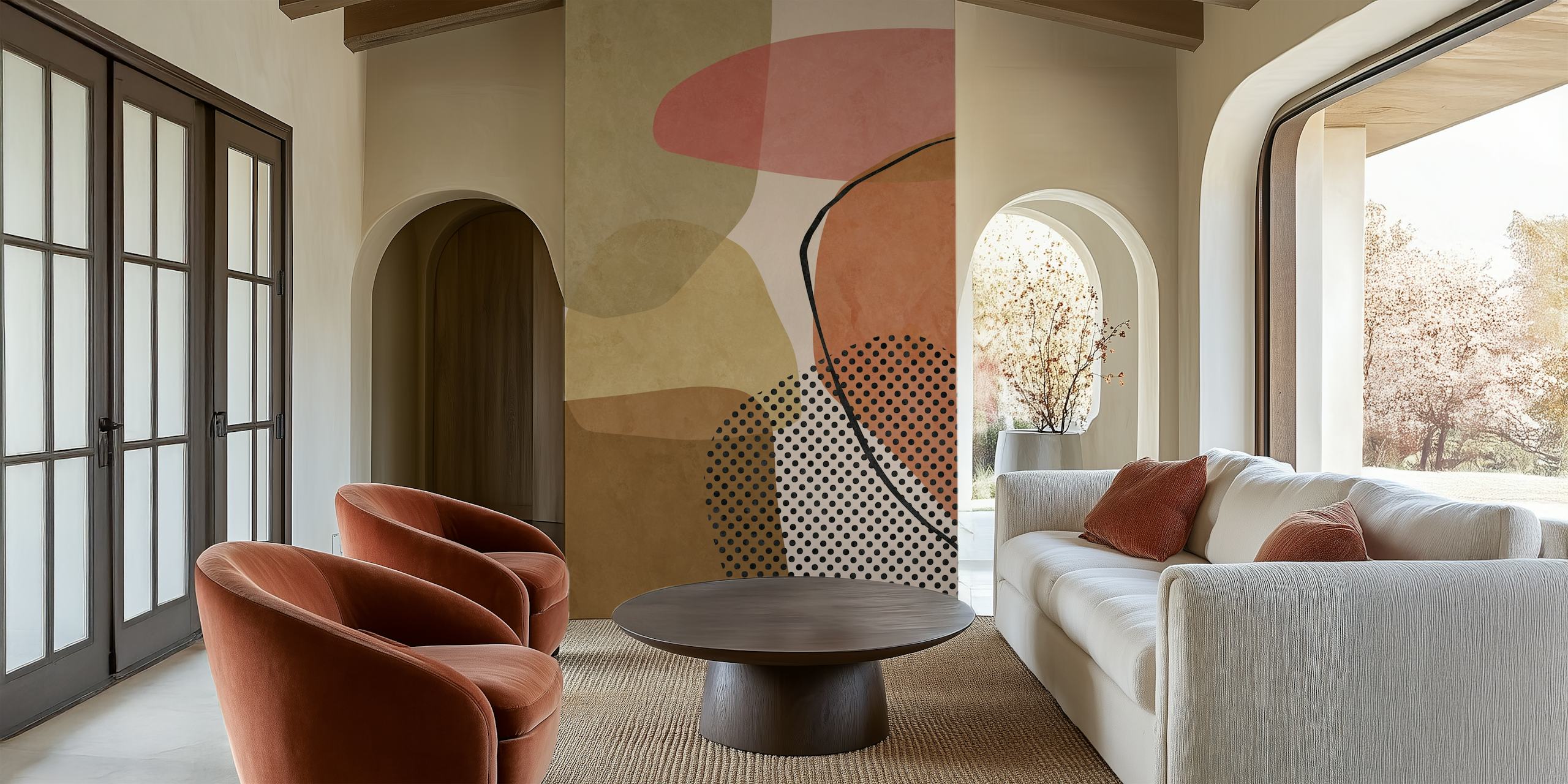 Overlapping Parts wallpaper displayed in a room