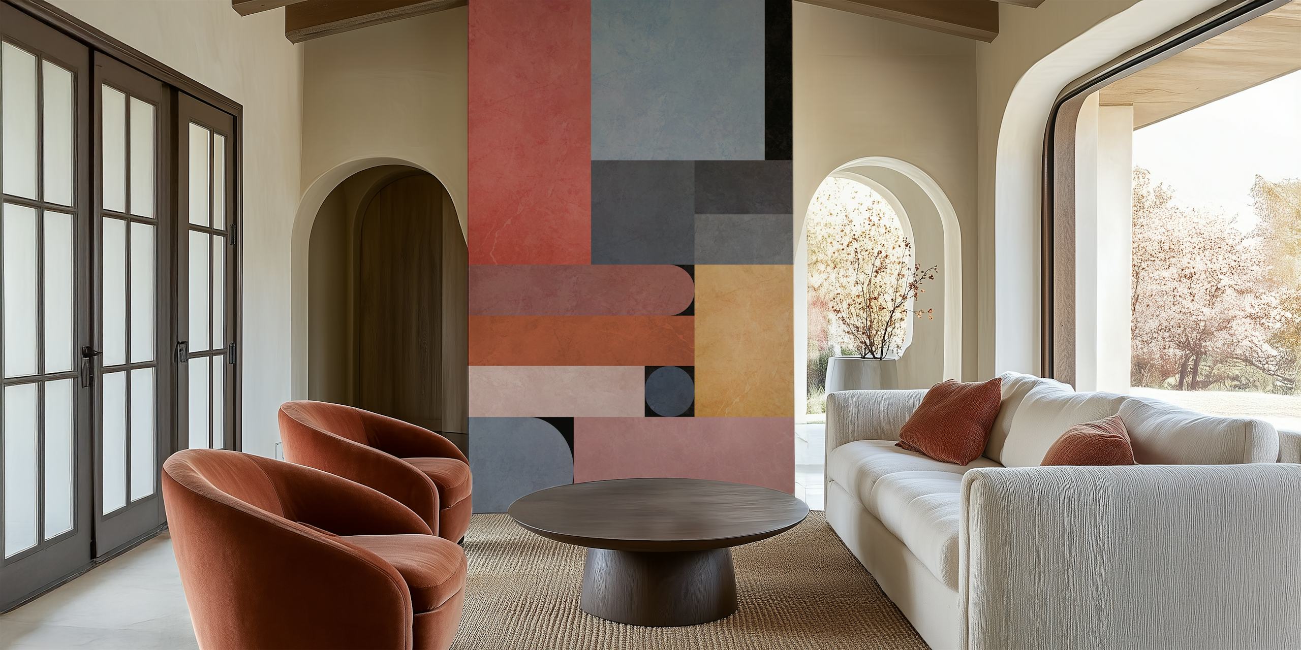 Geometric Construction wallpaper displayed in a room