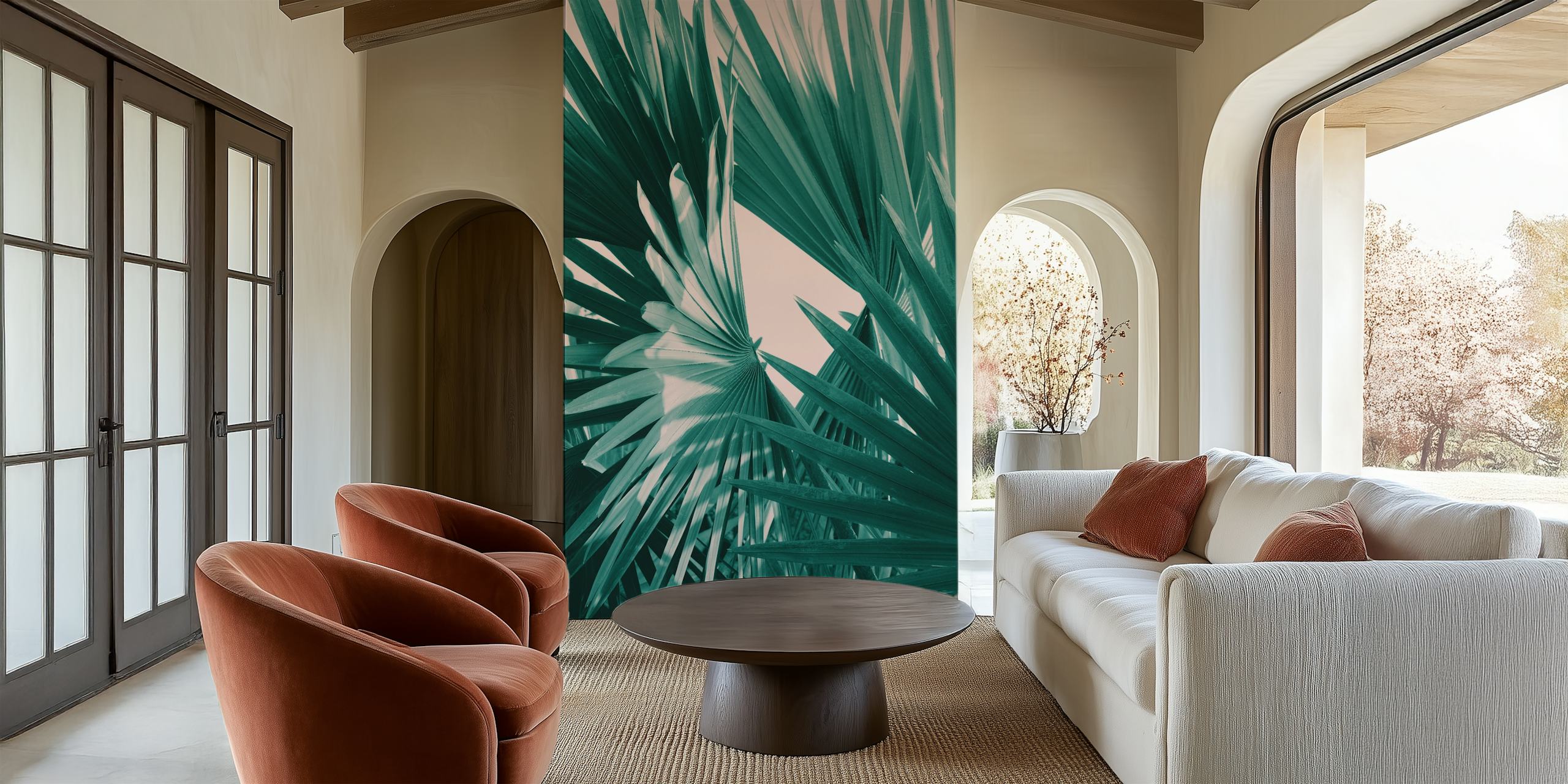 Fan Palm Leaves Delight wallpaper in a room