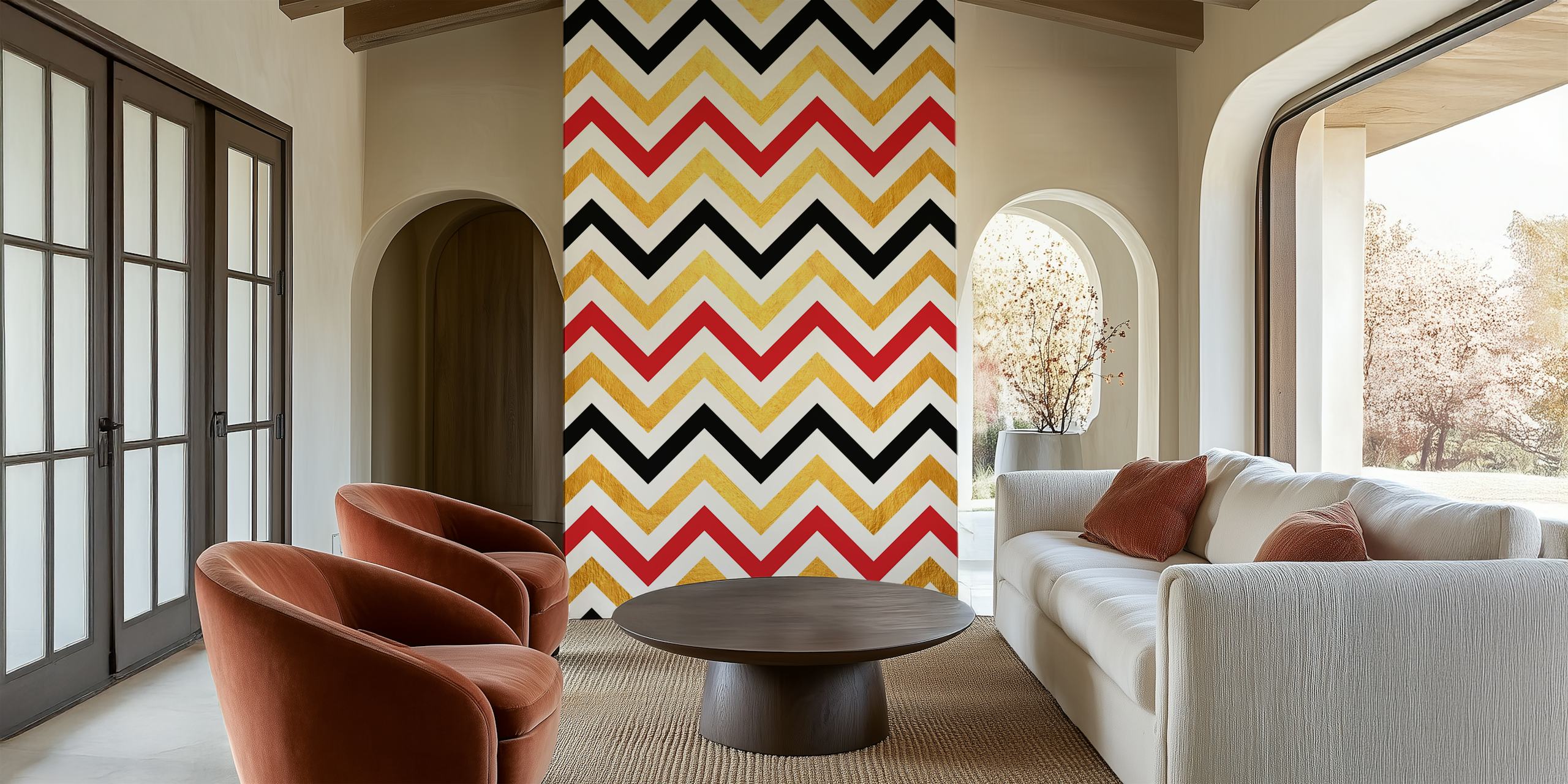 Golden chevron IV wallpaper in a room setting