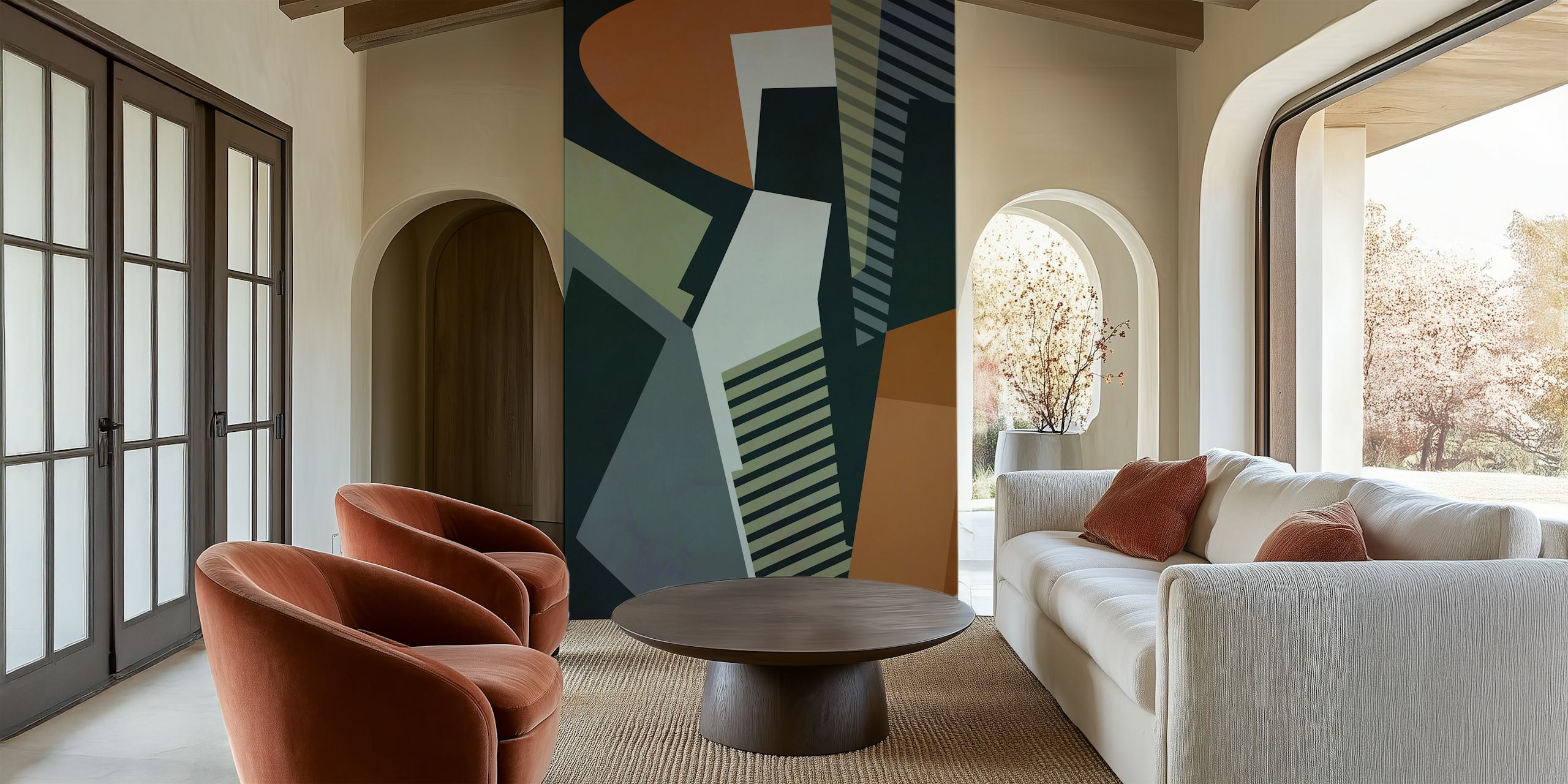 Geometric shapes in muted colors wall mural