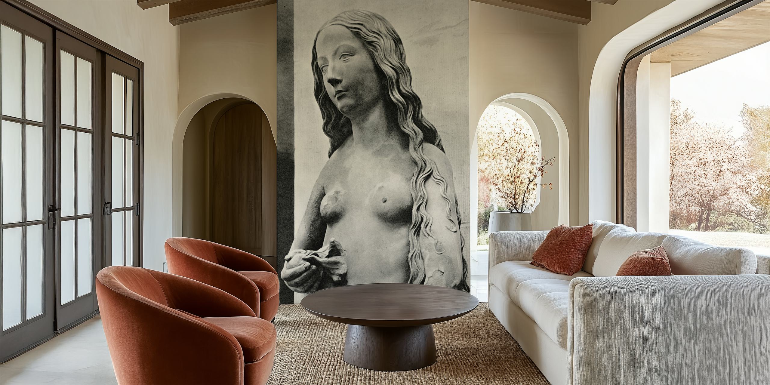 Ancient female wallpaper design in a room