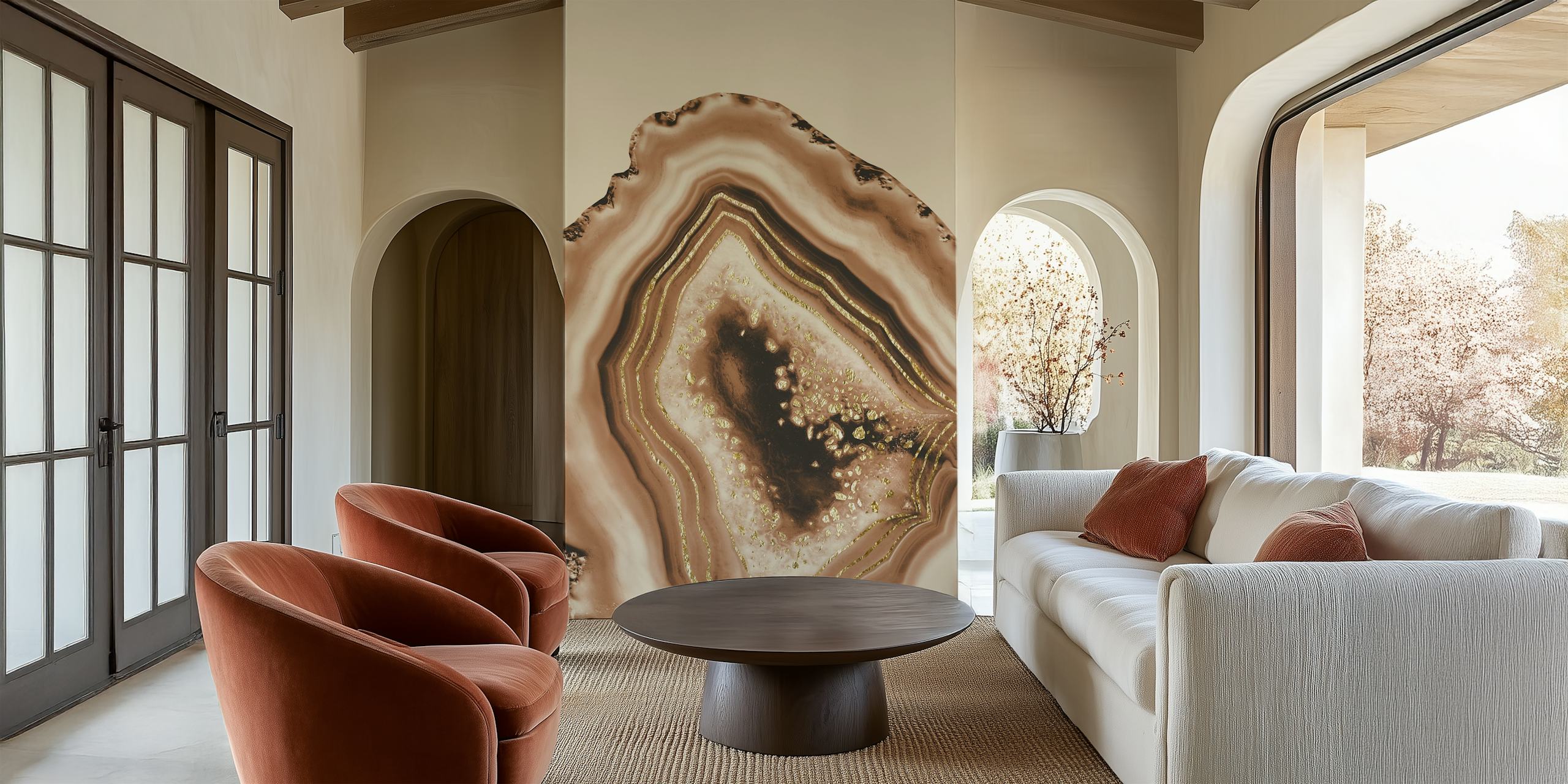 Soft brown agate wallpaper design in a room