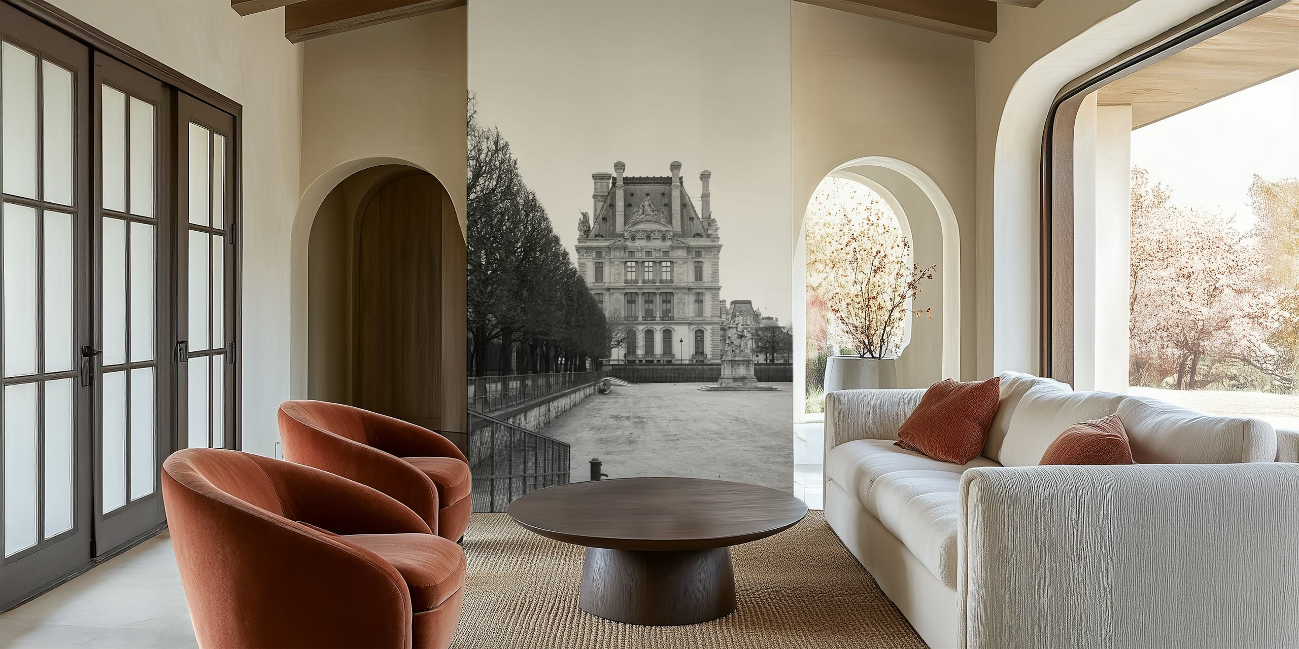 Paris Black and White Scene wallpaper in a room