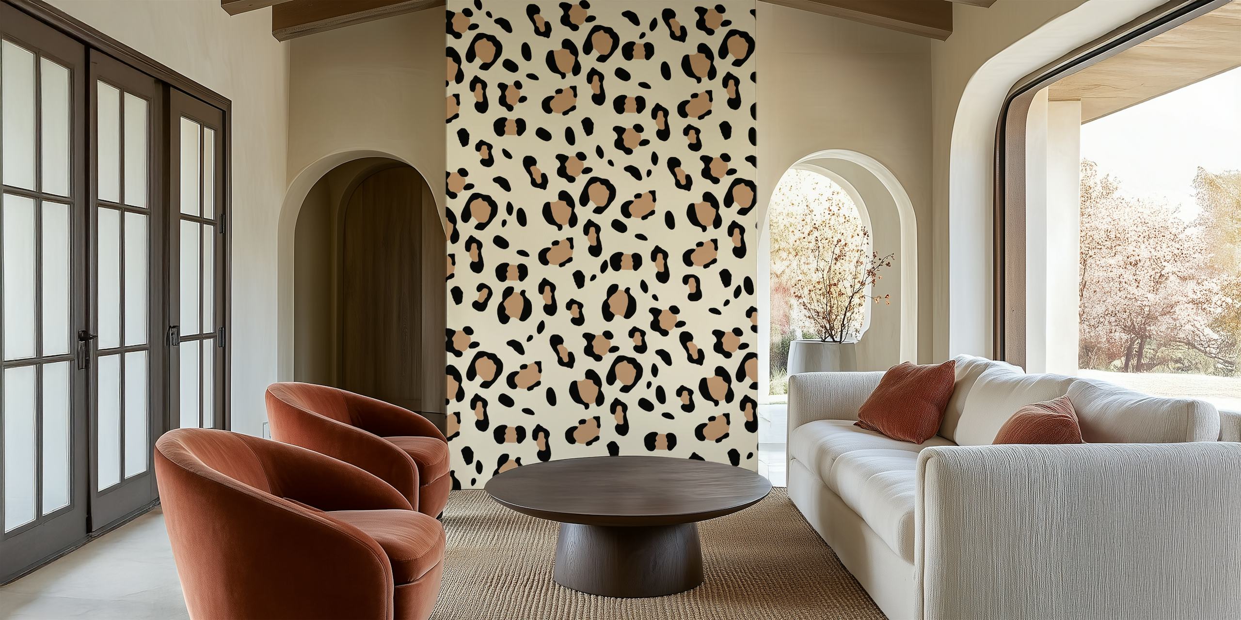 Leopard animal print wallpaper in a room