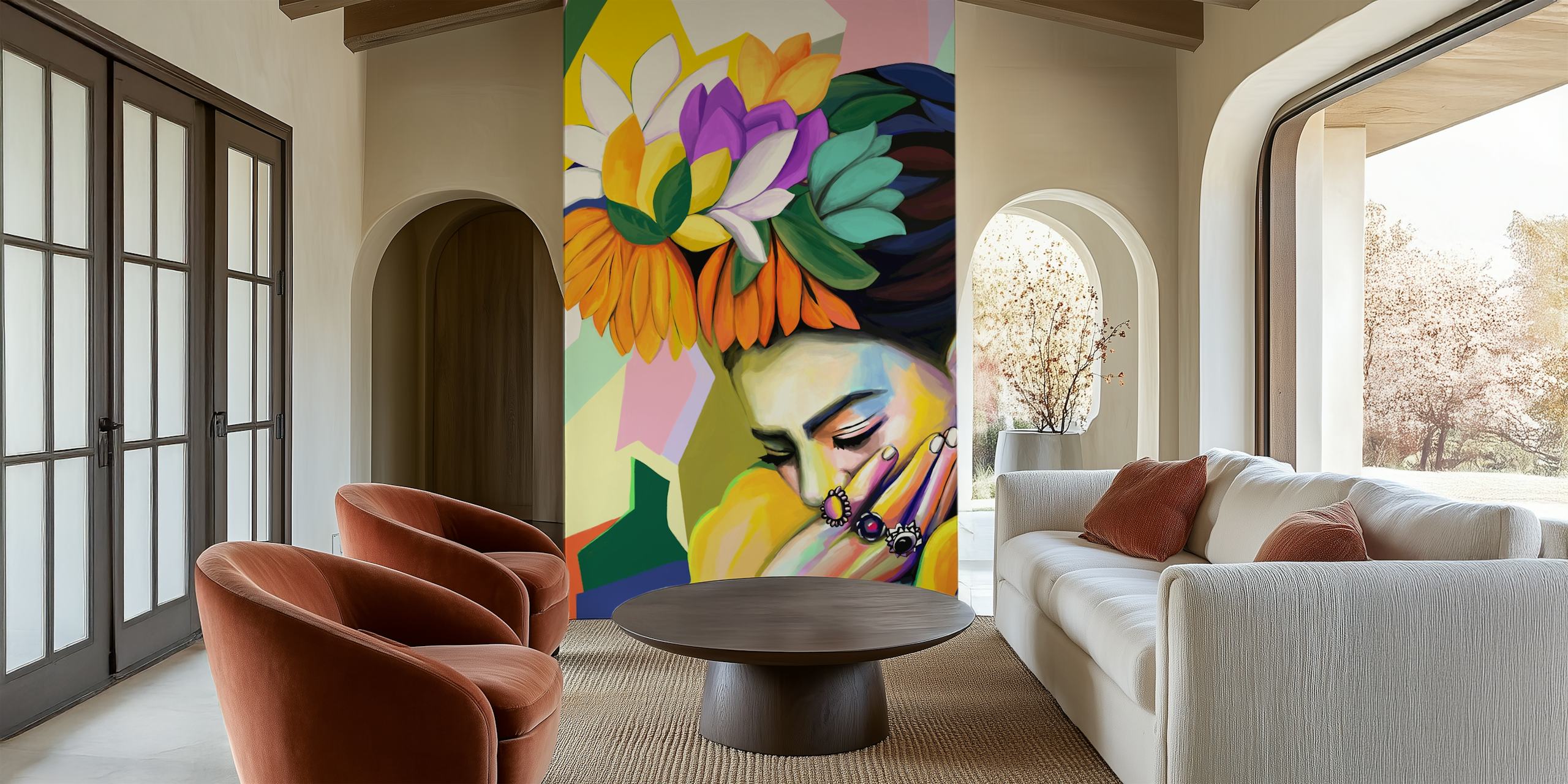 Dreamy Floral Portrait wallpaper in a room