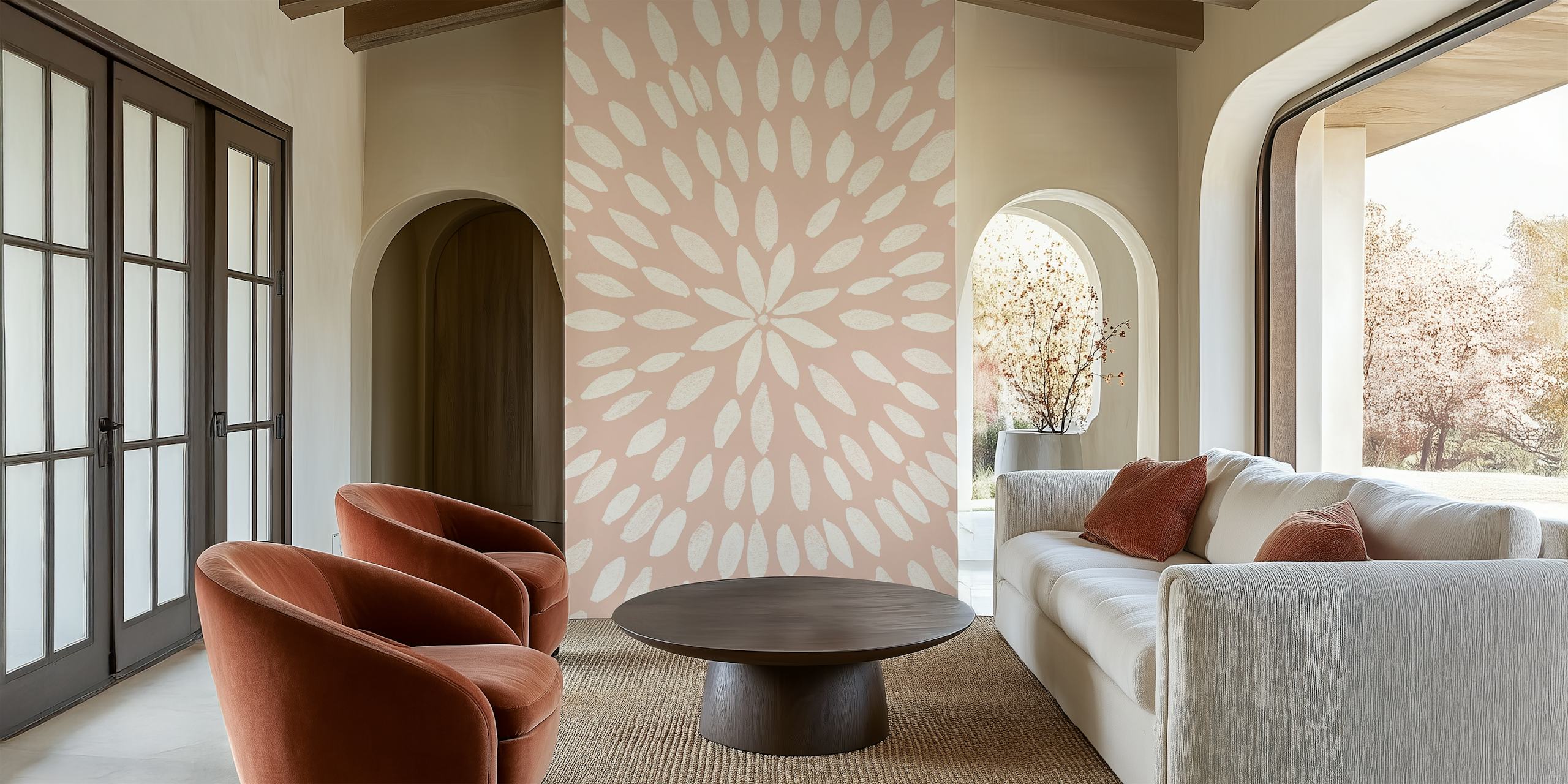 Mandala Flower 7 wallpaper in a stylish room