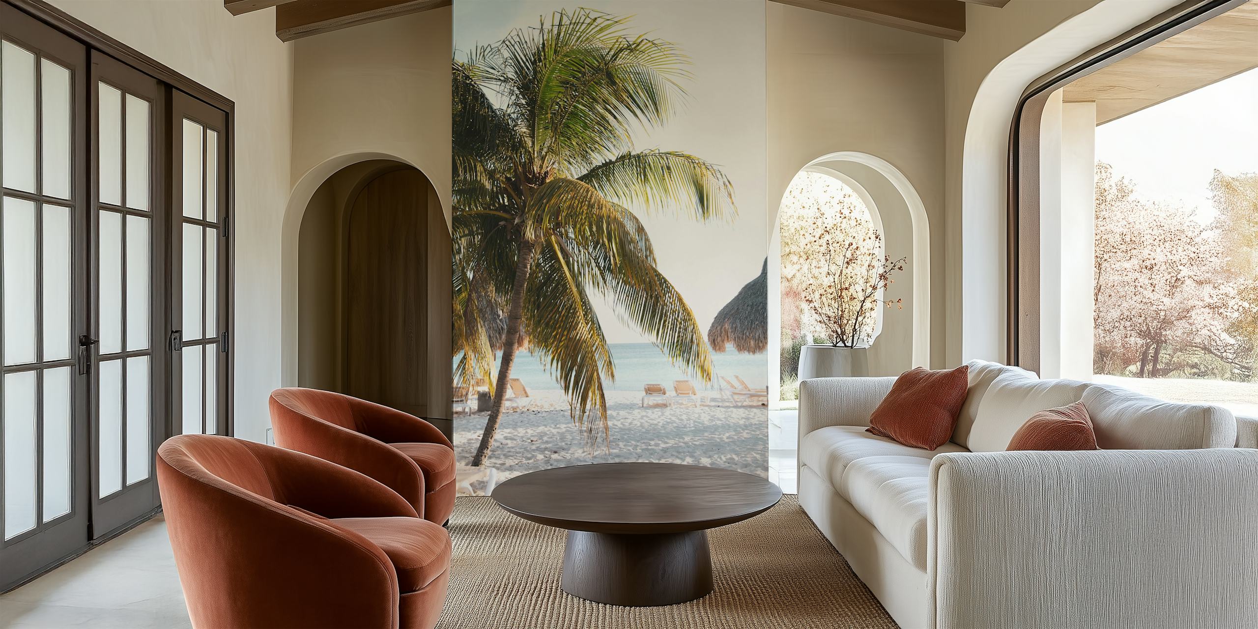 Caribbean beach wallpaper in a room