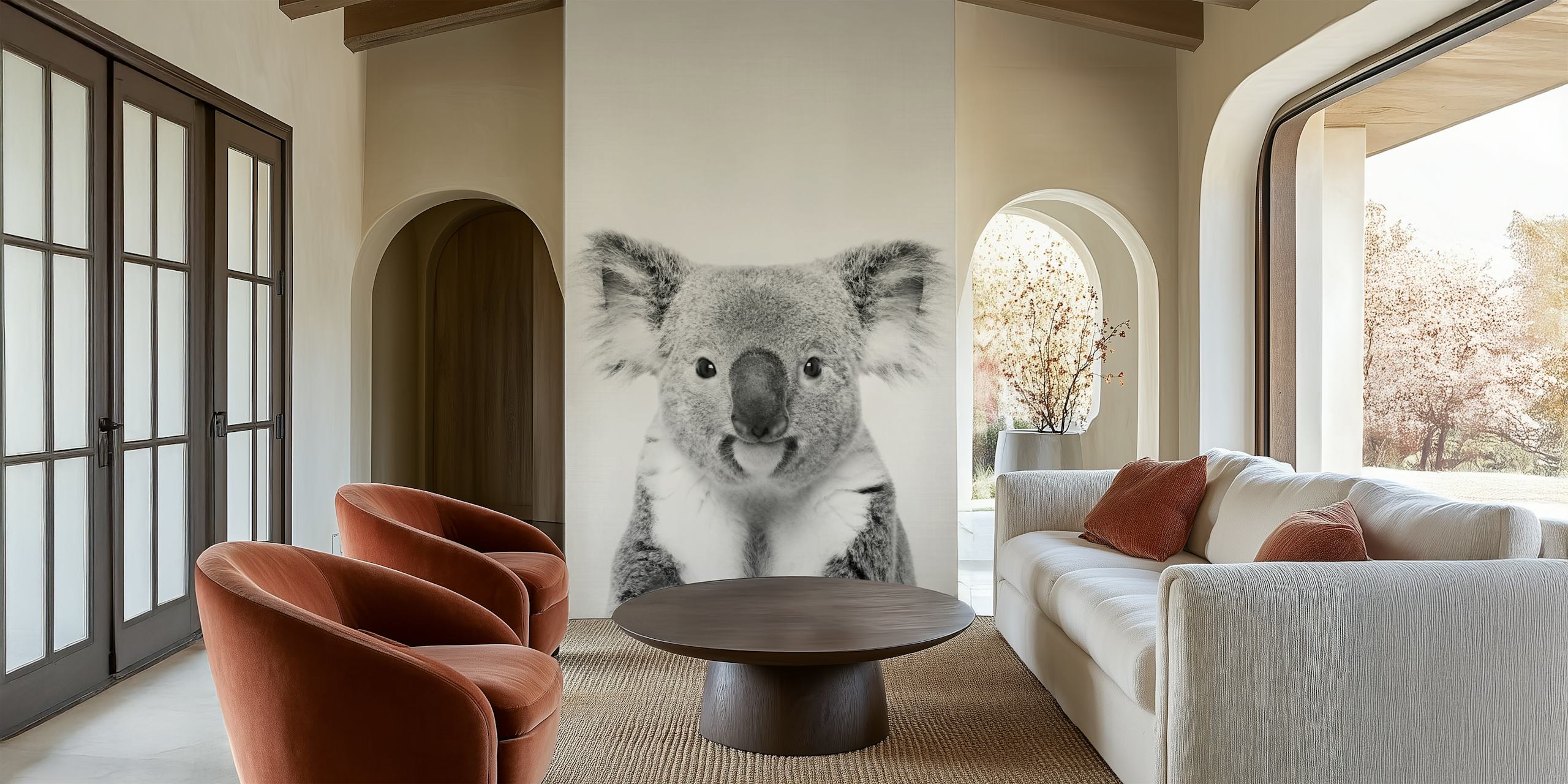 Black and white koala close-up wall mural