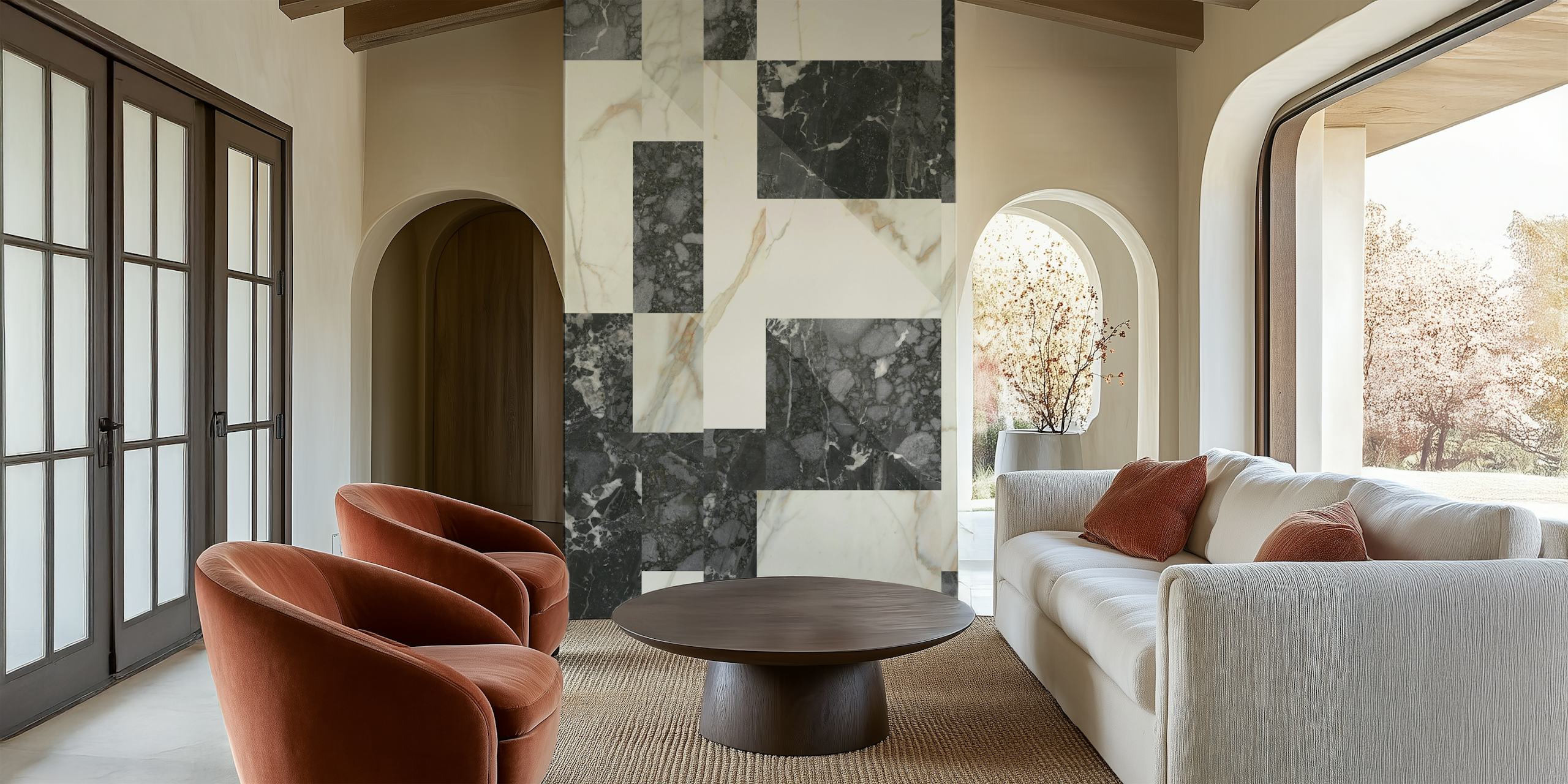 Papel tapiz Monochrome Marble Mix en una habitación