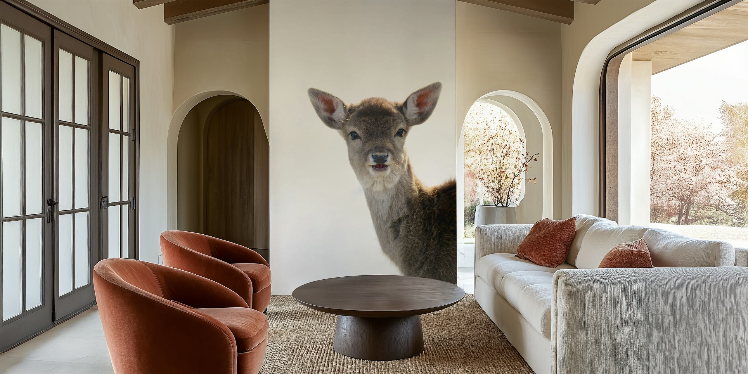 Cute little fawn wallpaper in a room