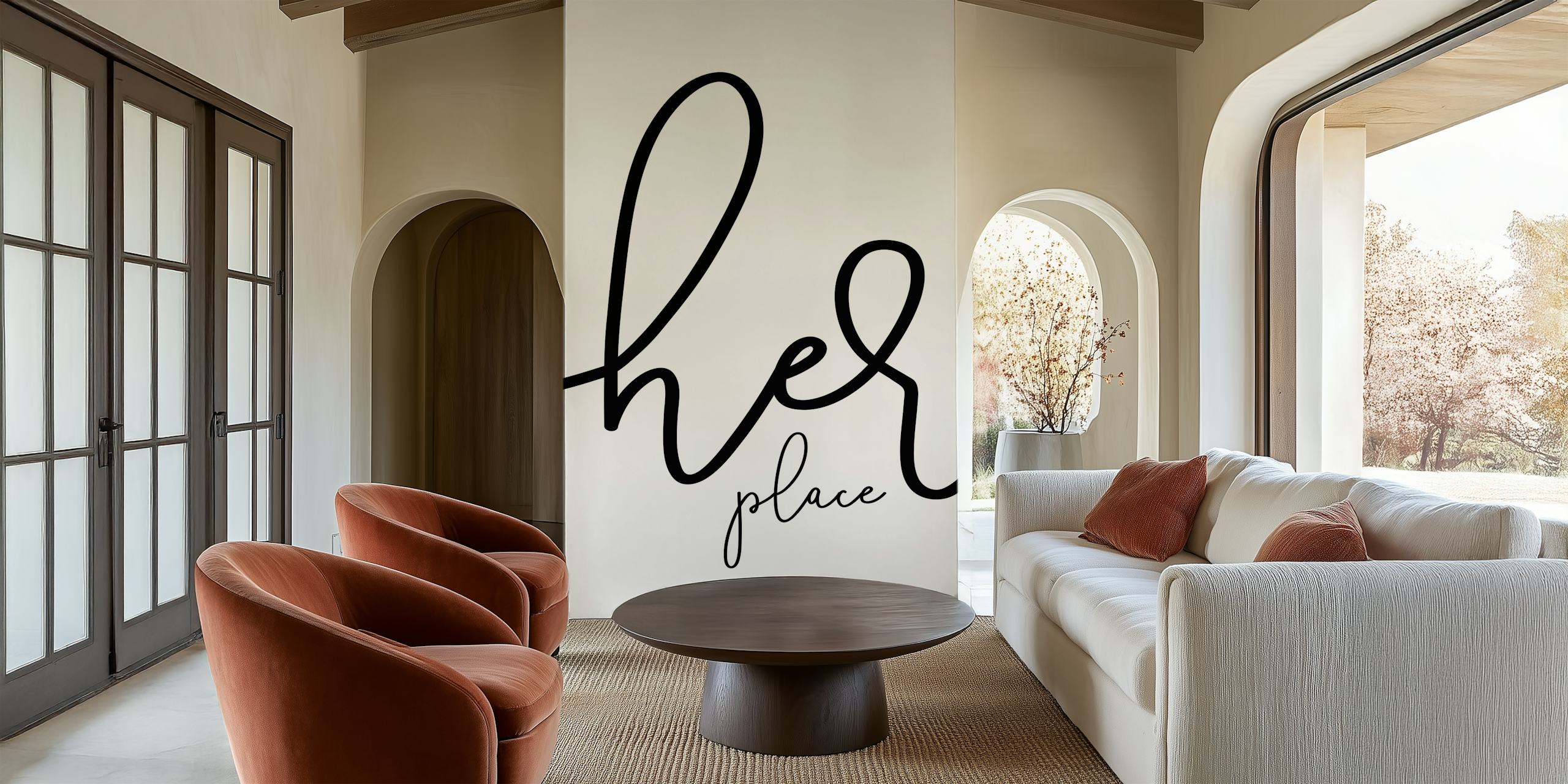 Her place design della carta da parati in una stanza