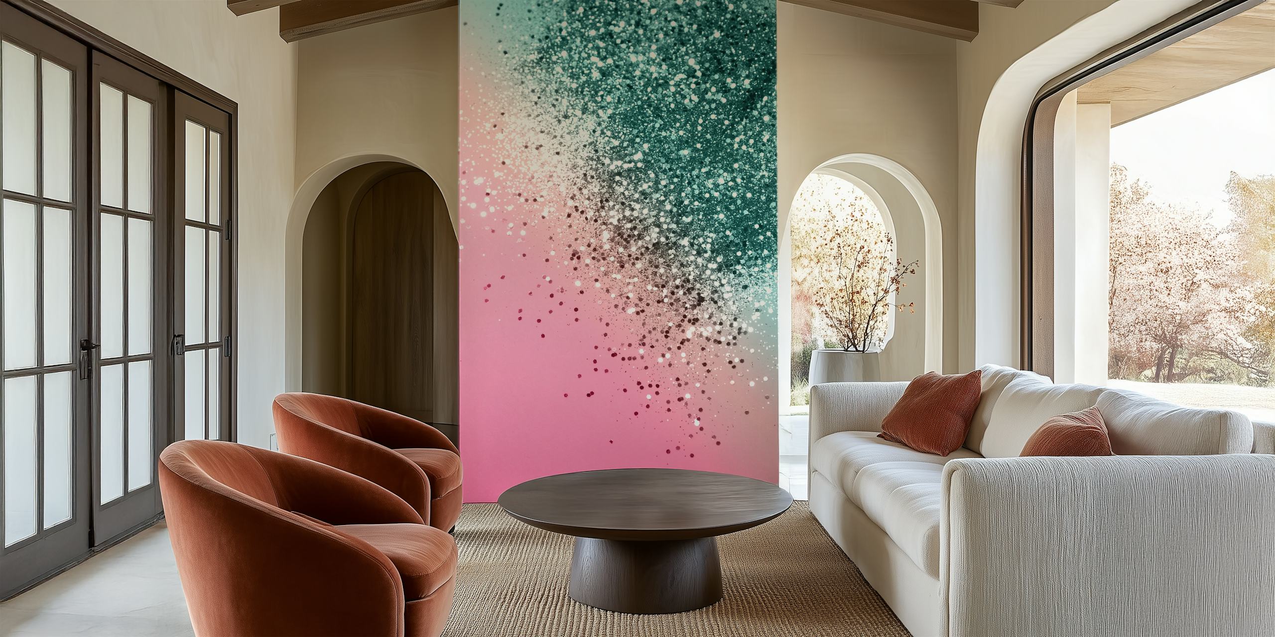 Tropical Watermelon Glitter wallpaper in a room