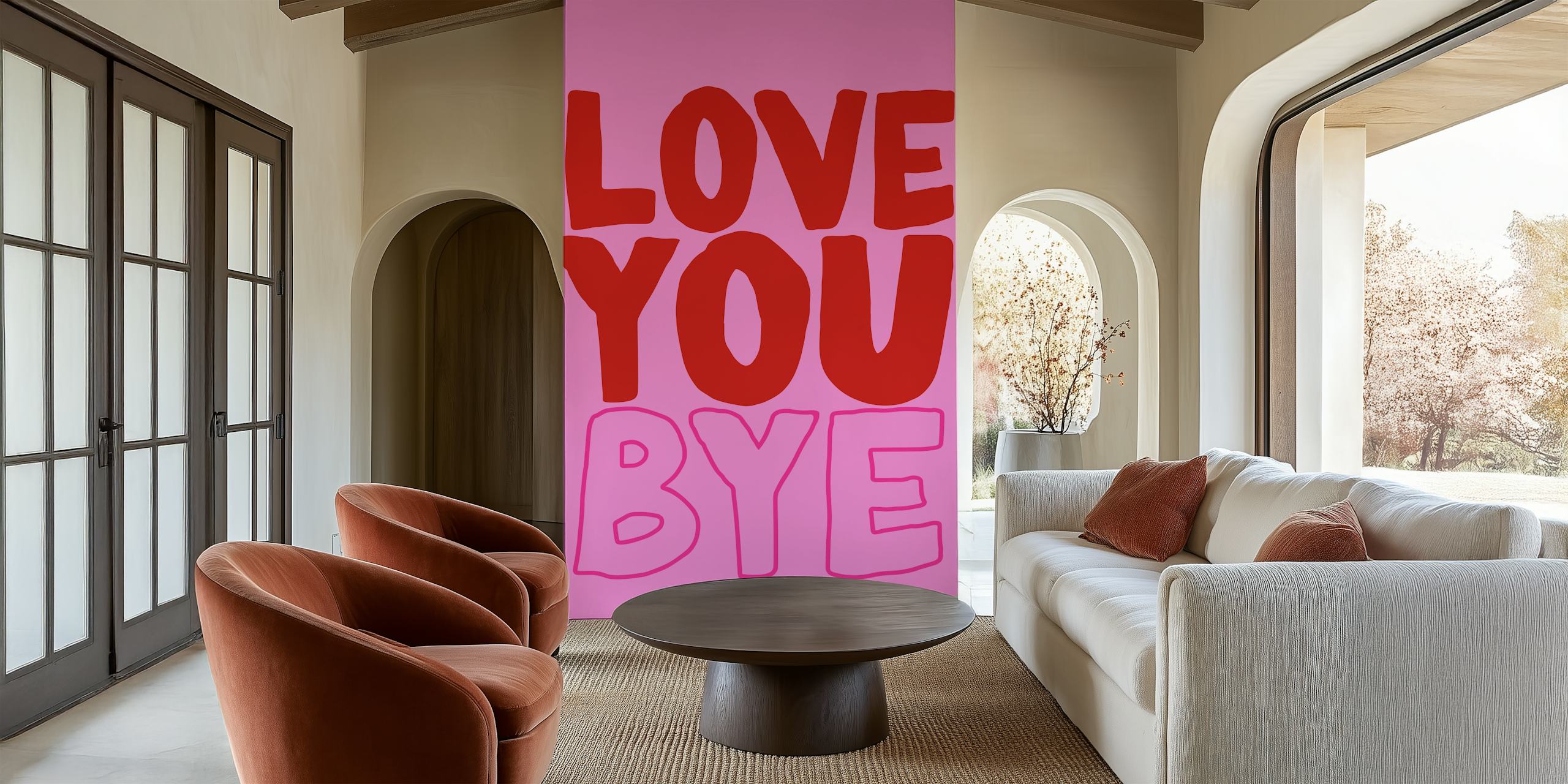 Love You Bye Pink tapet i ett rum
