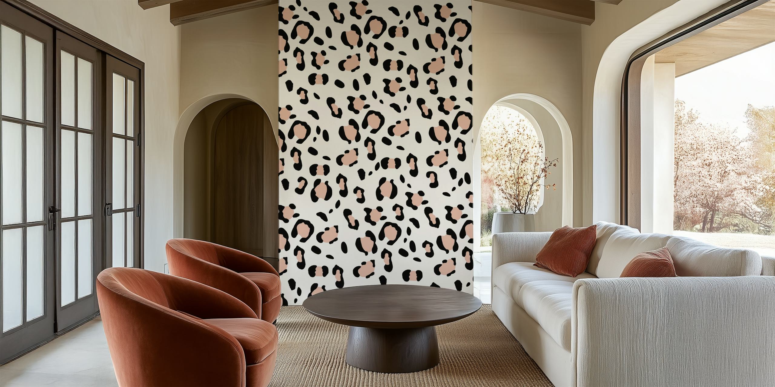 Leopard animal print wallpaper in a room