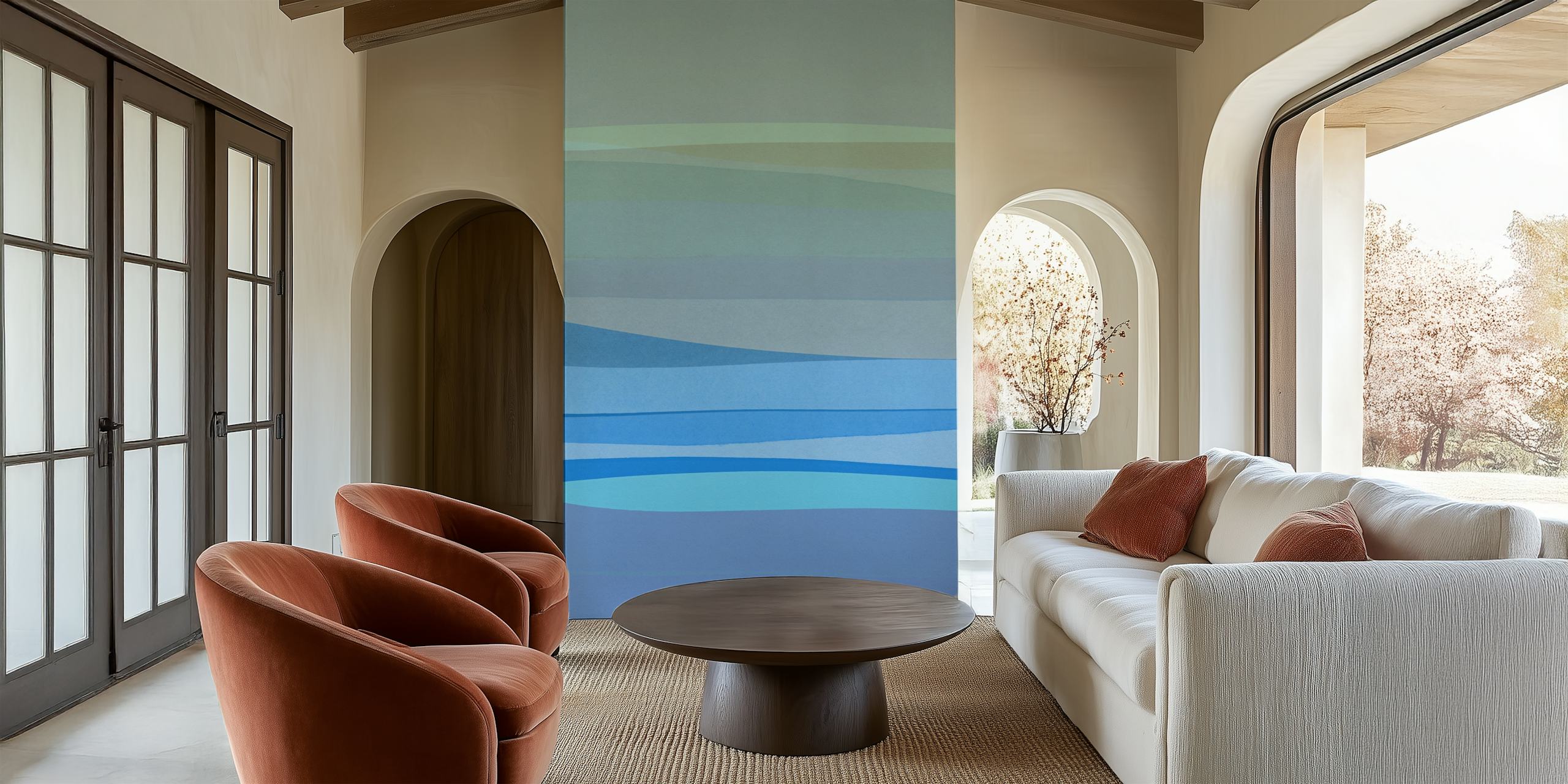 Blue Abstract I wallpaper in a room