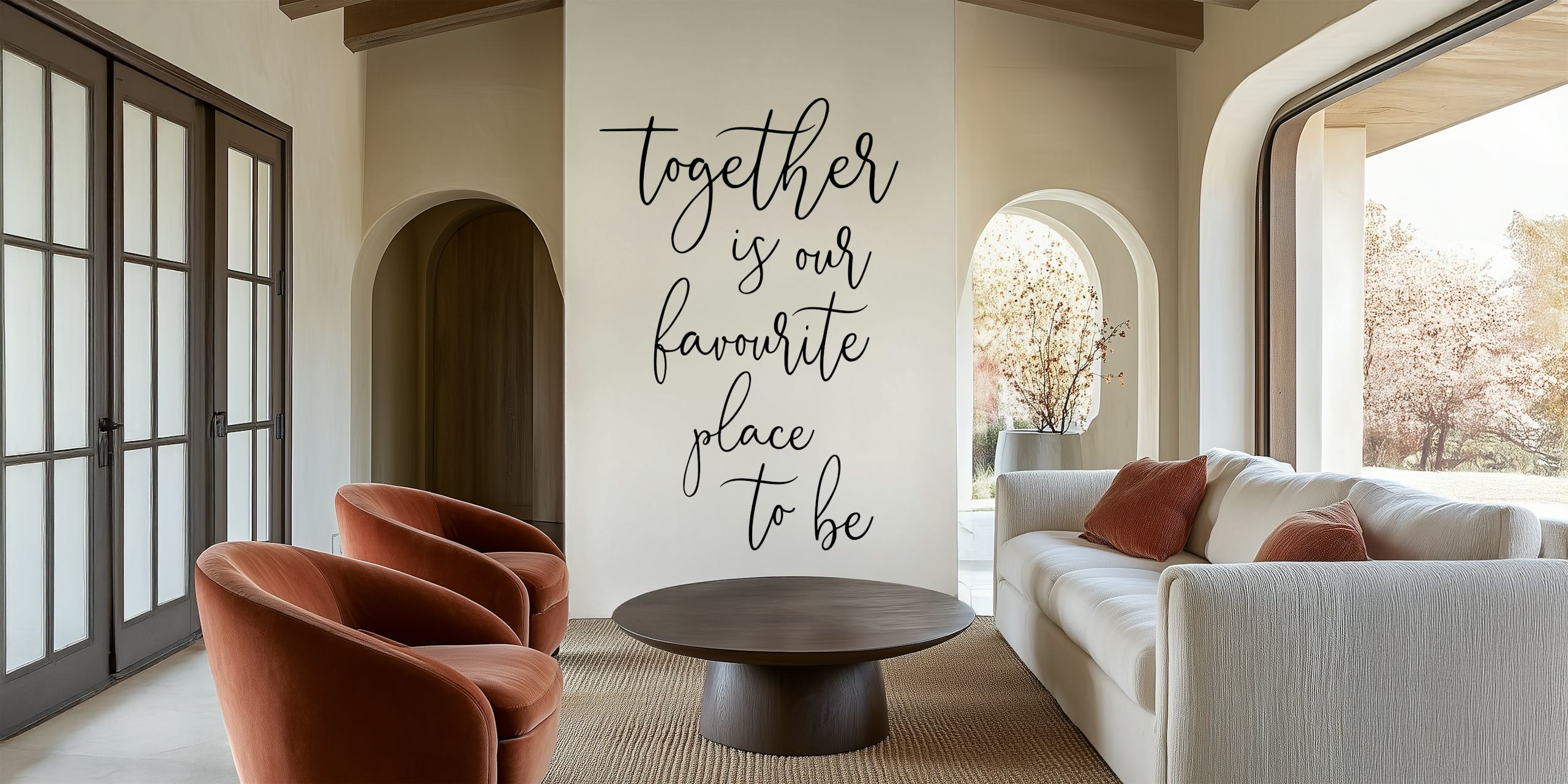 Muurkunst met de zin Together is our favourite place to be