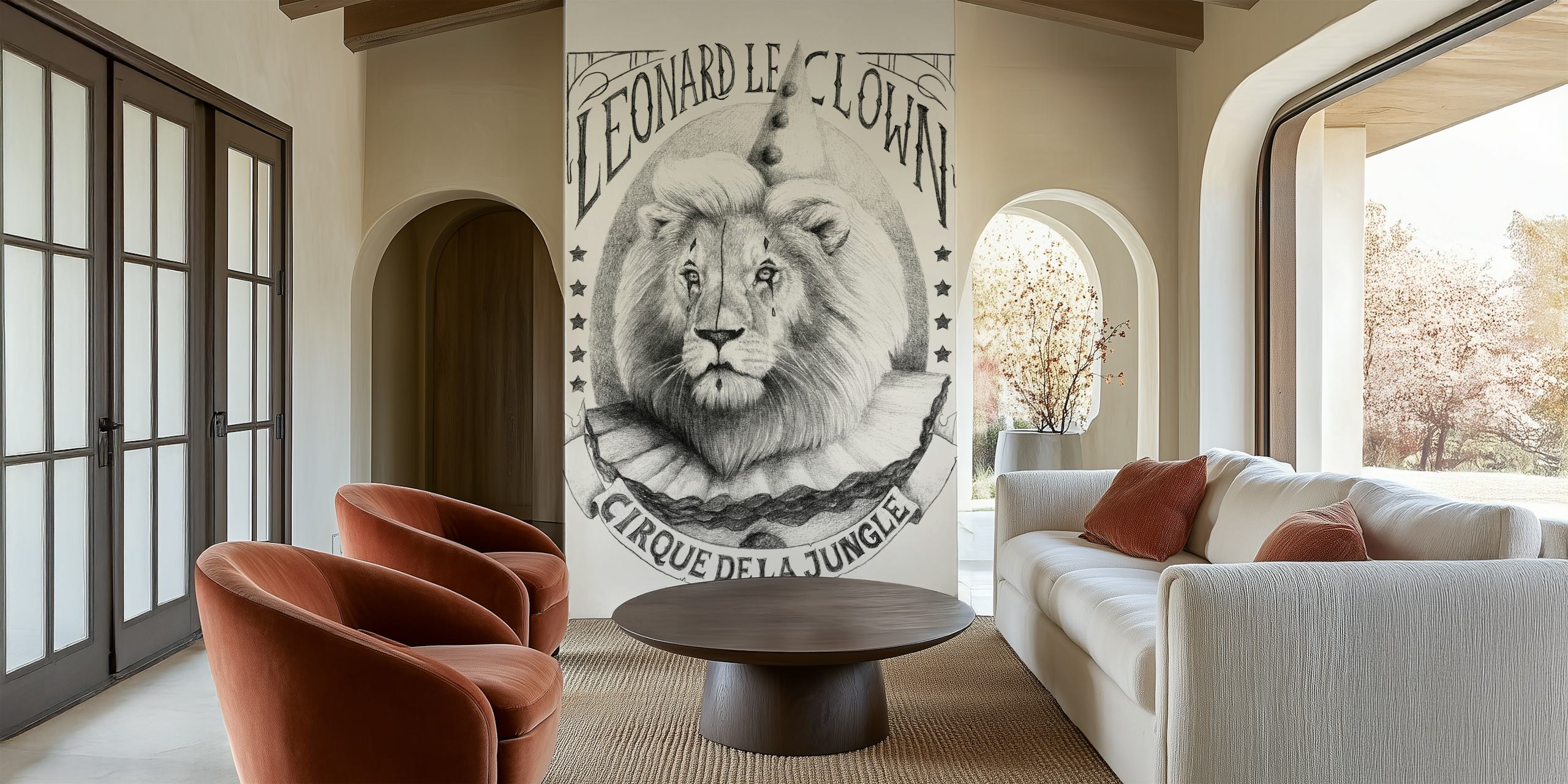 Lion wallpaper design in a room