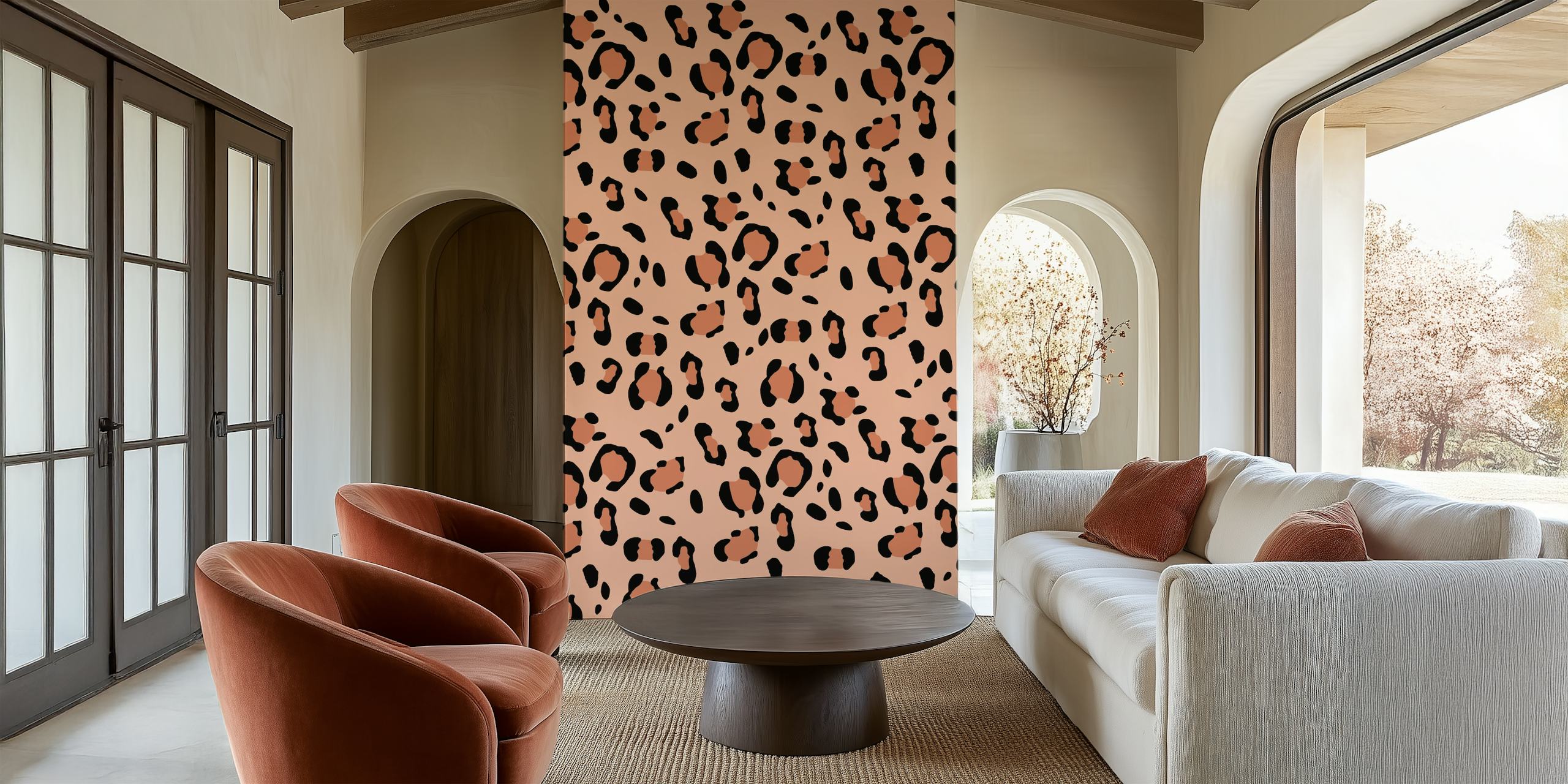 Leopard pattern wall mural with modern glam