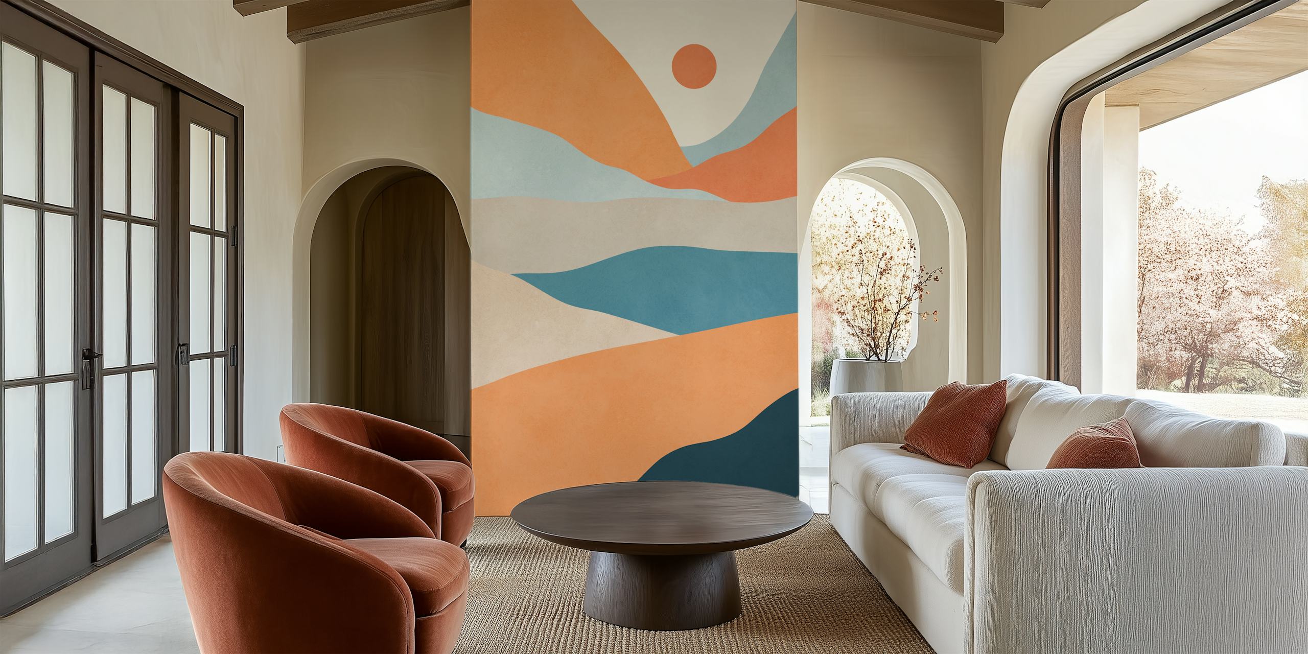 Design de papel de parede Abstract Sunset Over Hills