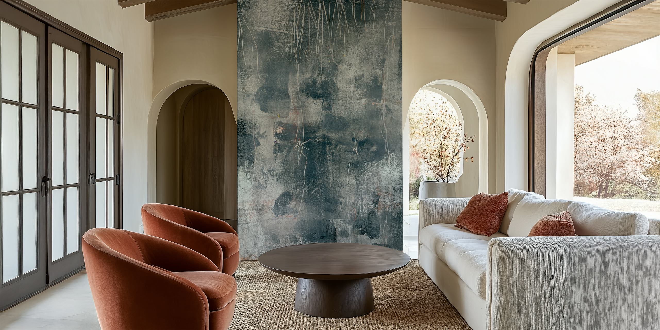 Abstract grey wallpaper with textured patterns and strokes