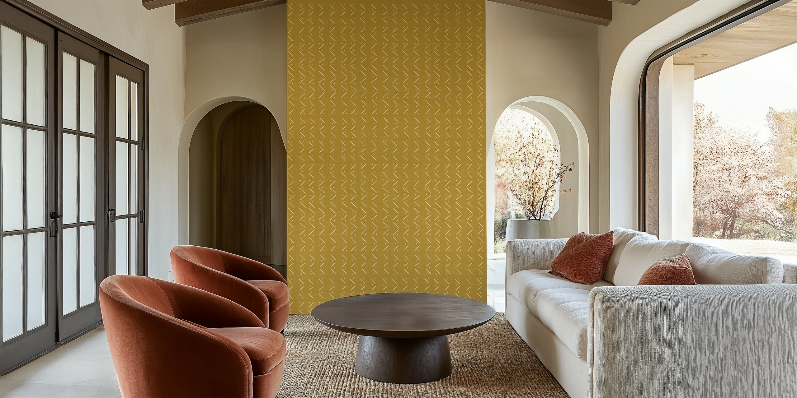 Mud Cloth Arrow Dot Glam 3 wallpaper in a room