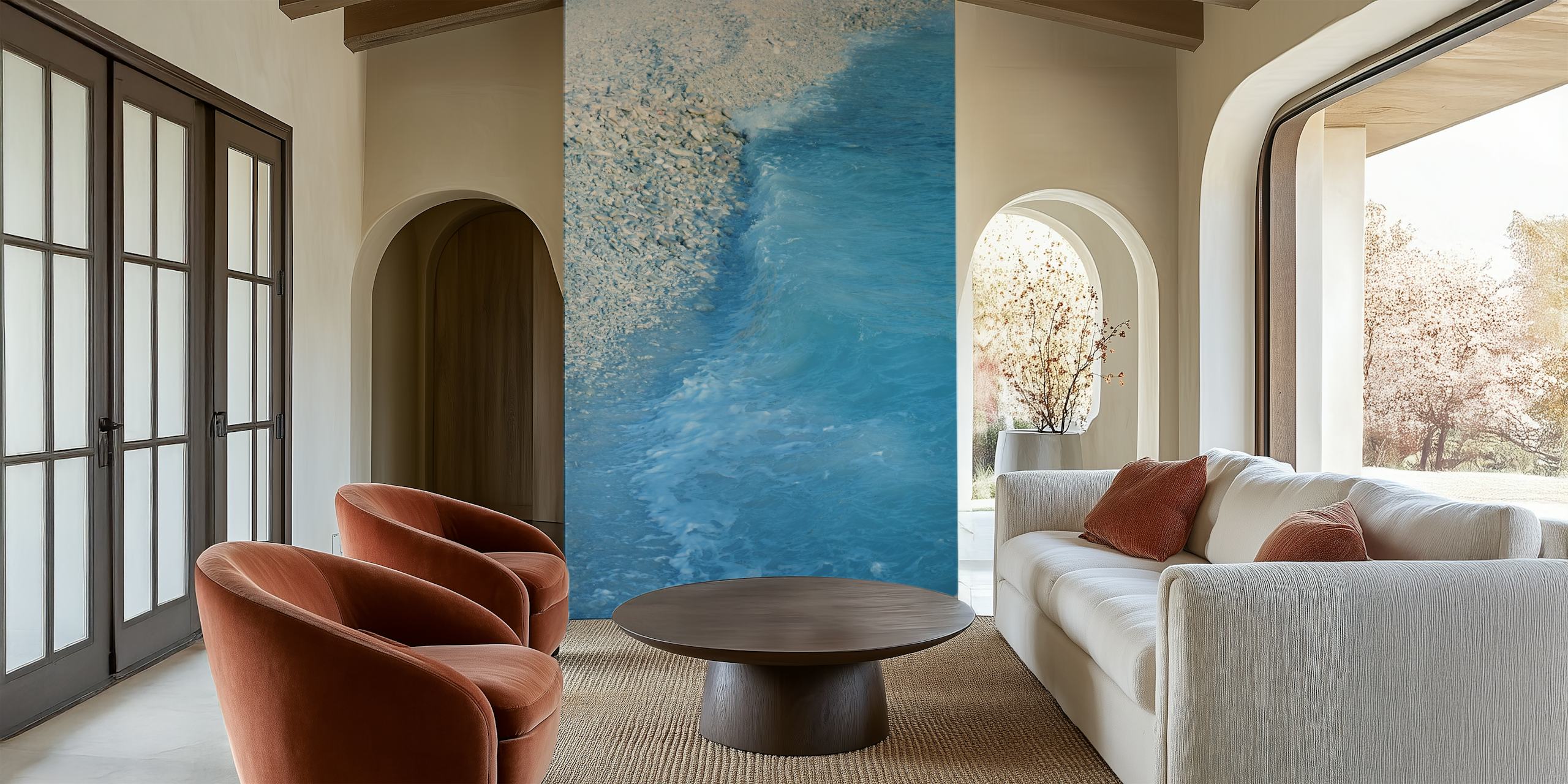 Coral Stones Blue Ocean papel pintado en una habitación