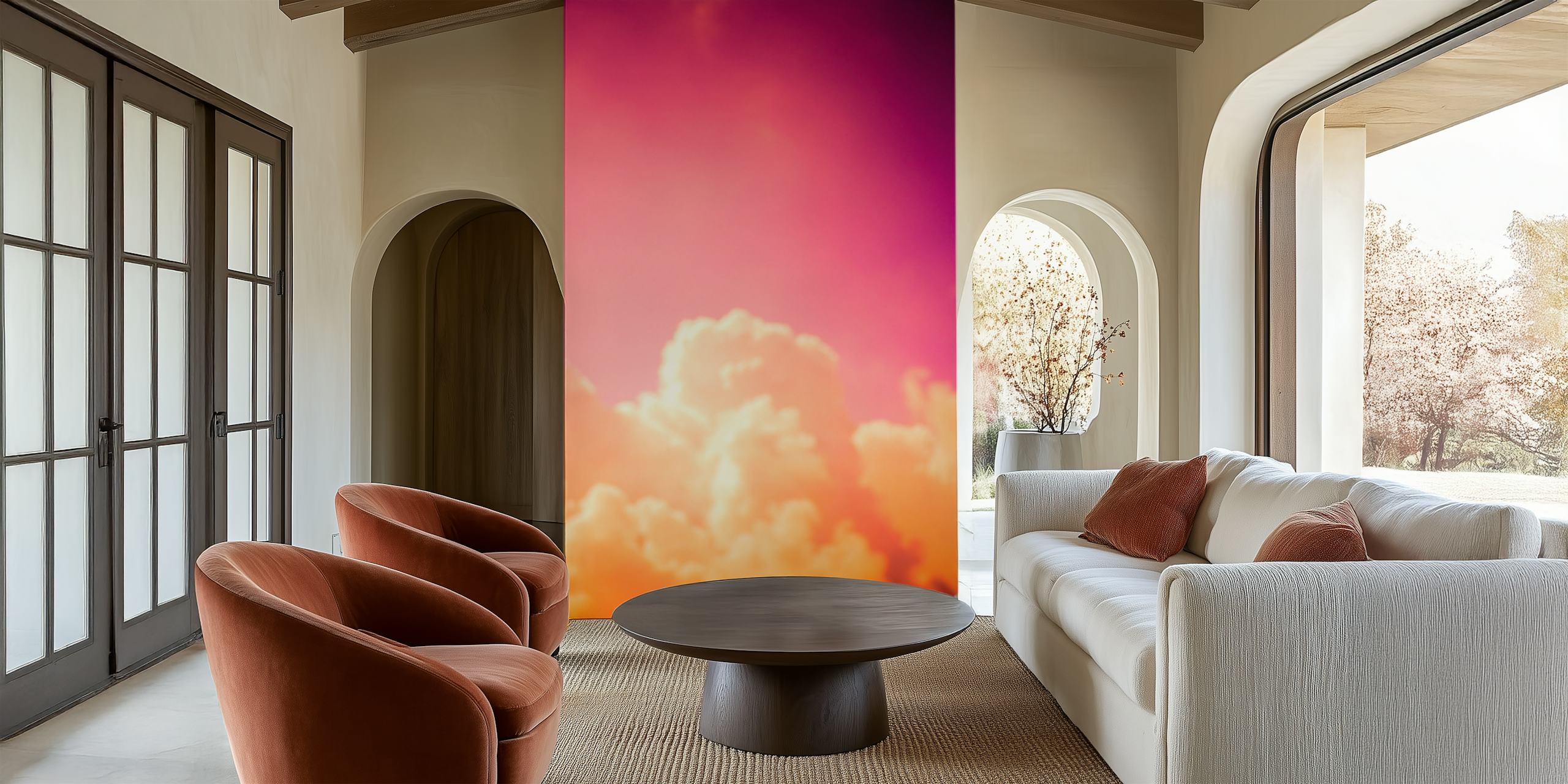 Colorful clouds in shades of purple and orange wallpaper