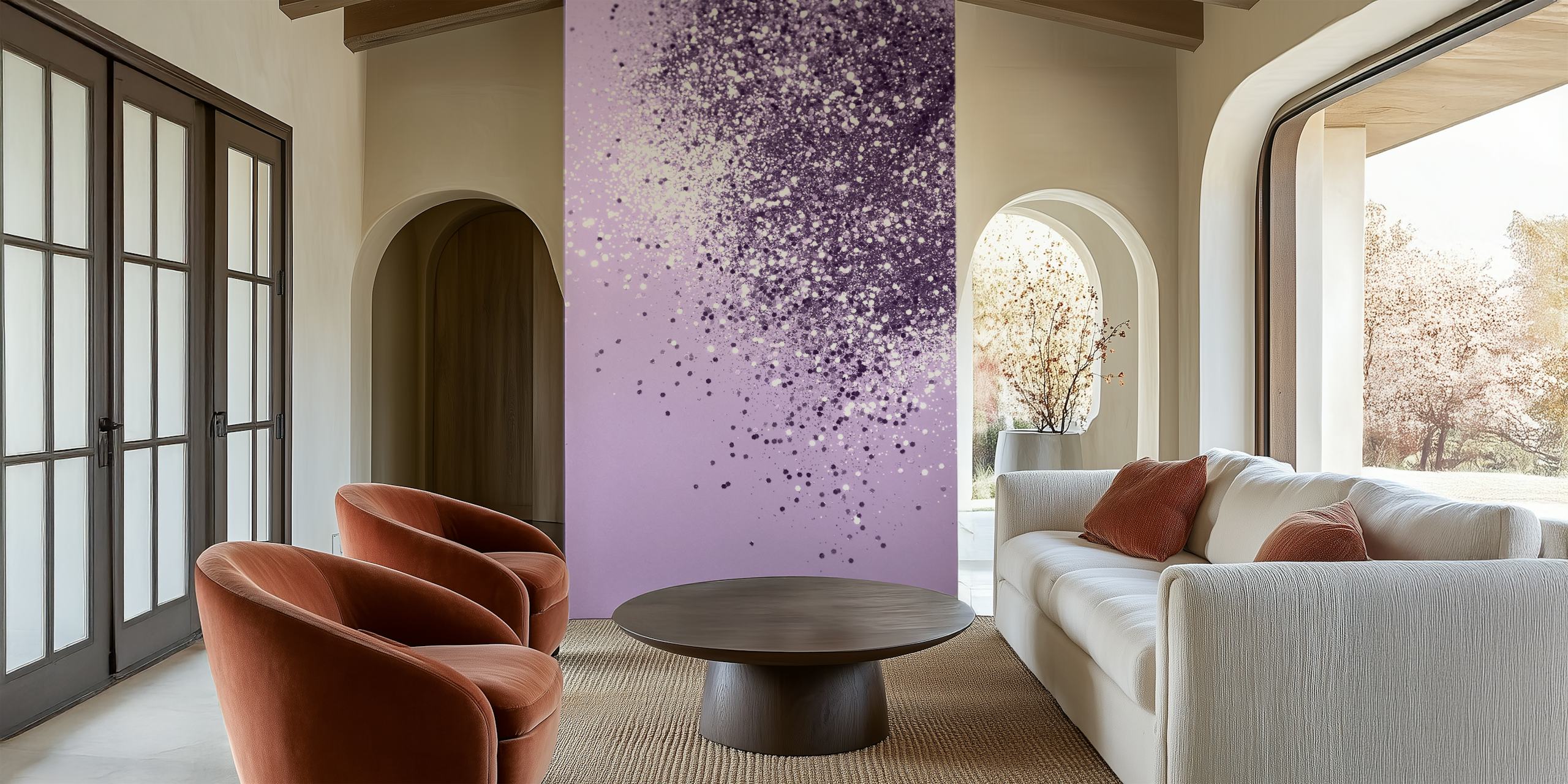 Lavender glitter wall mural with sparkling effects
