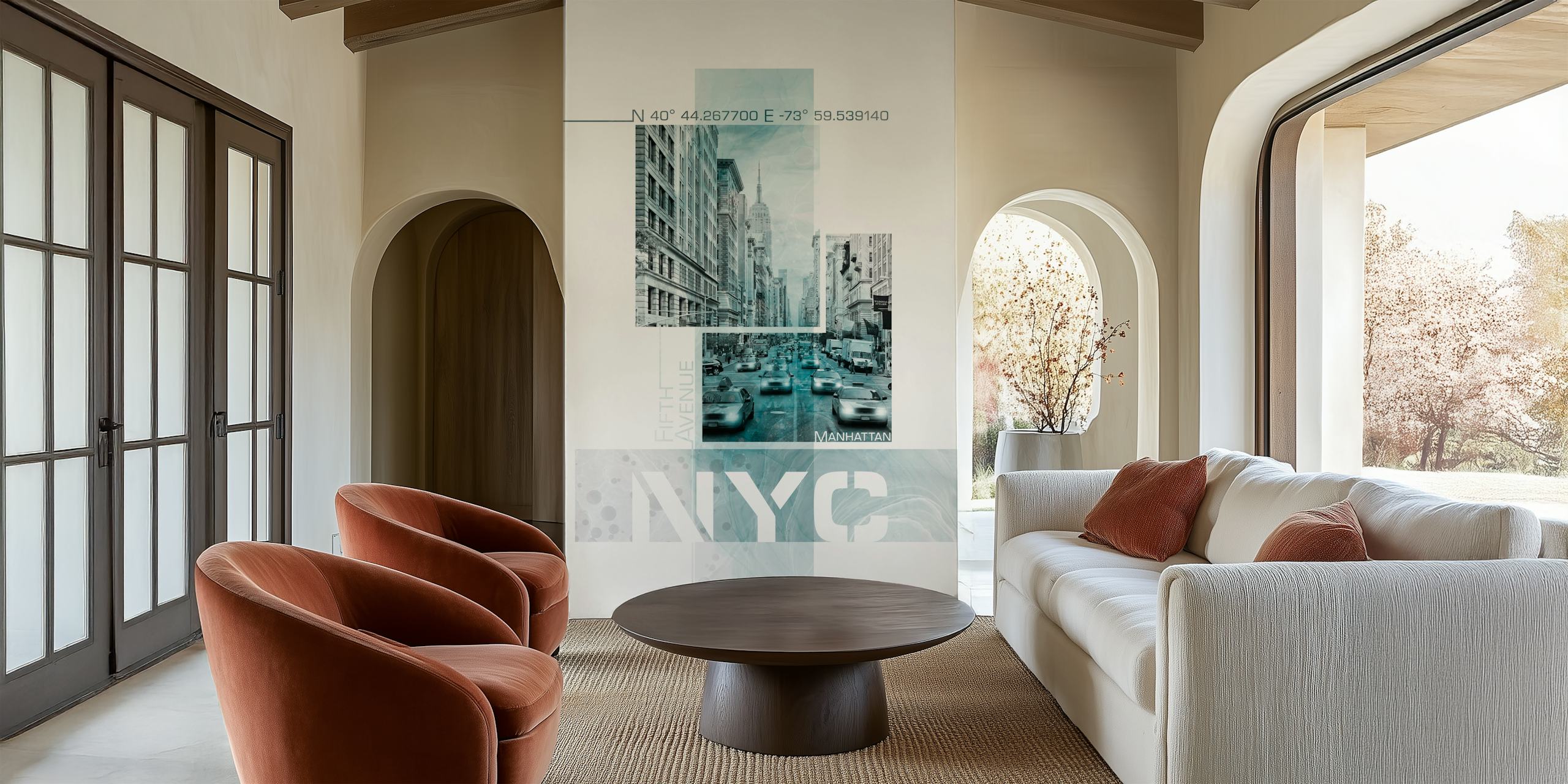 Black and white NYC street scene wallpaper showing traffic and buildings.