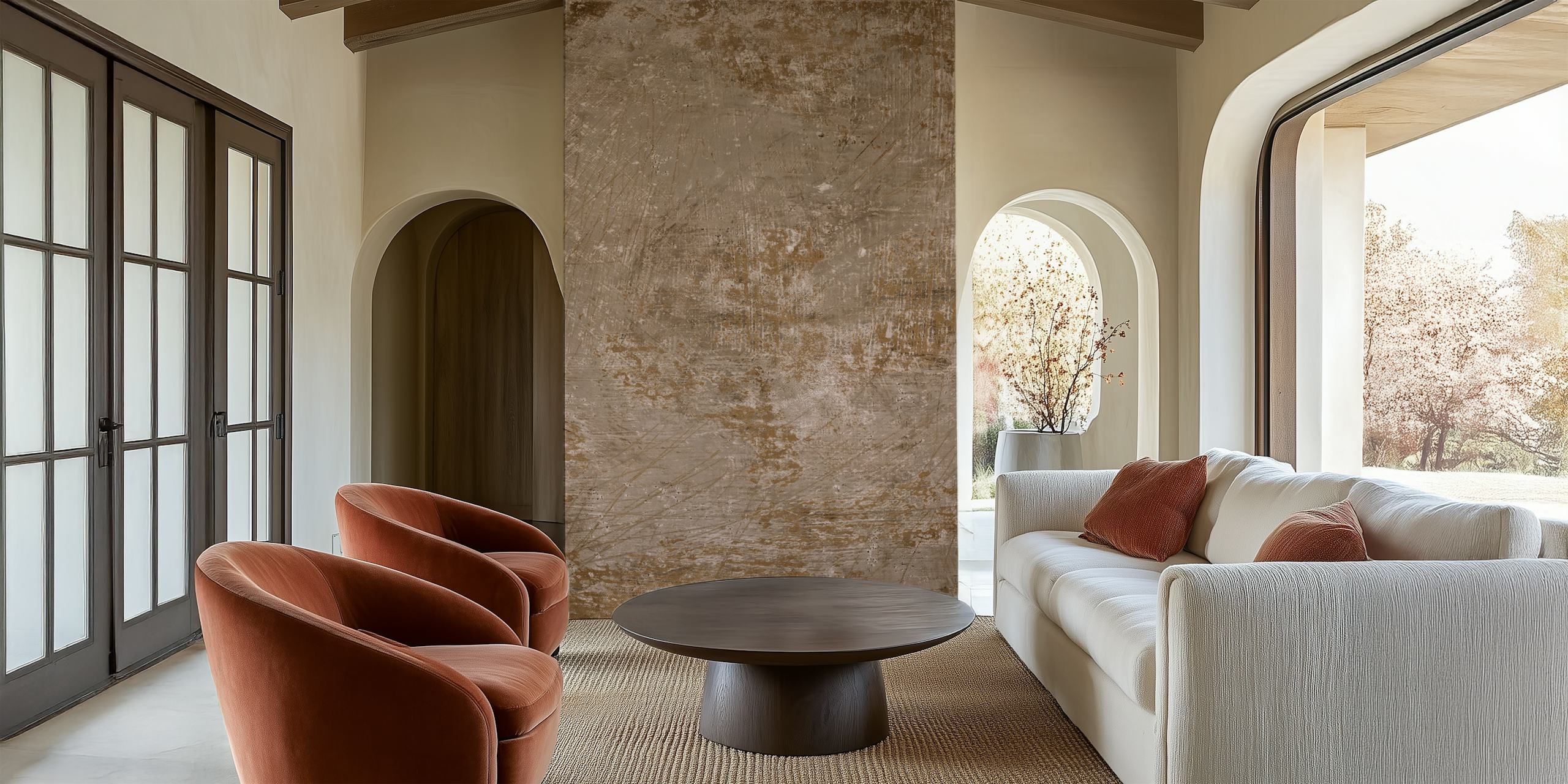 Texture grey ochre tapet i ett rum