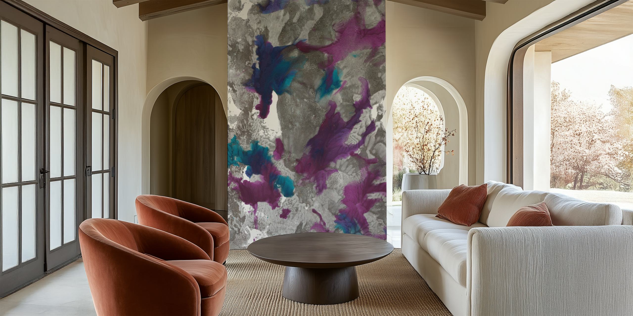 Carta da parati Underwater Ink Marble Dream in una stanza