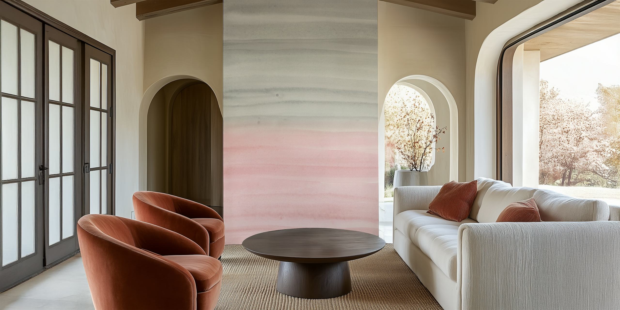 Watercolor striped wallpaper with pink and gray shades