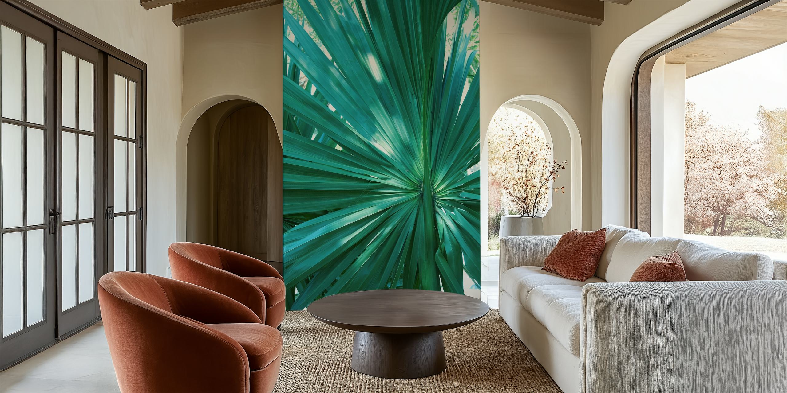 Tropical Fan Palm Finesse wallpaper in a room