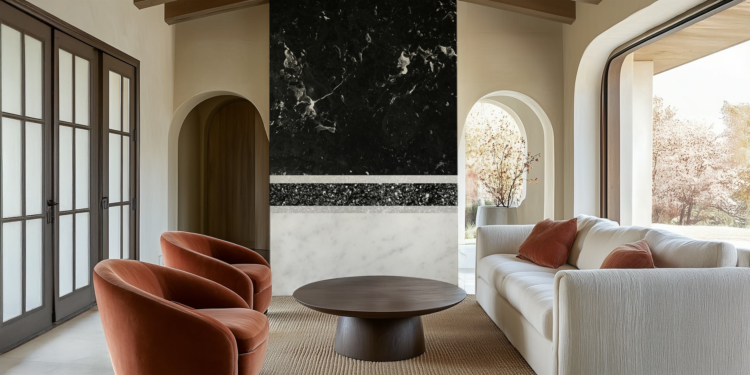 Papier peint Black and white marble dans une pièce