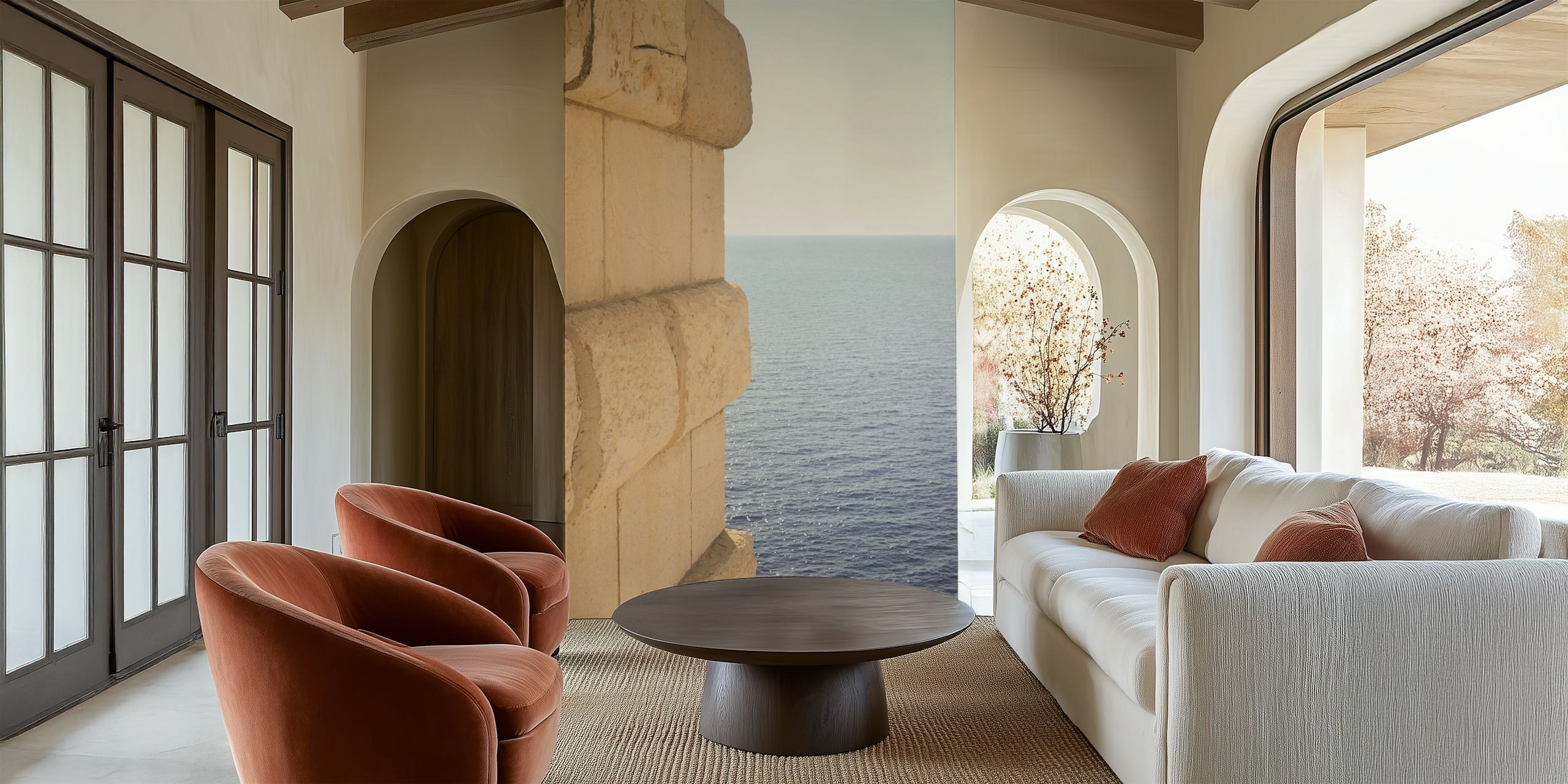Ocean View Tapete in einem modernen Raum angezeigt