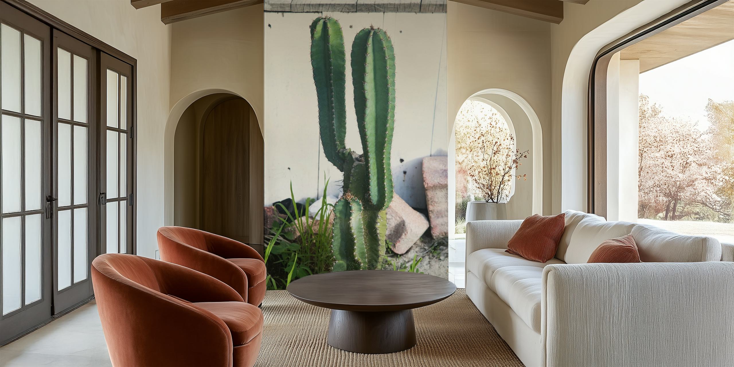 Papel de parede Rustic Mexican Cacti em um quarto