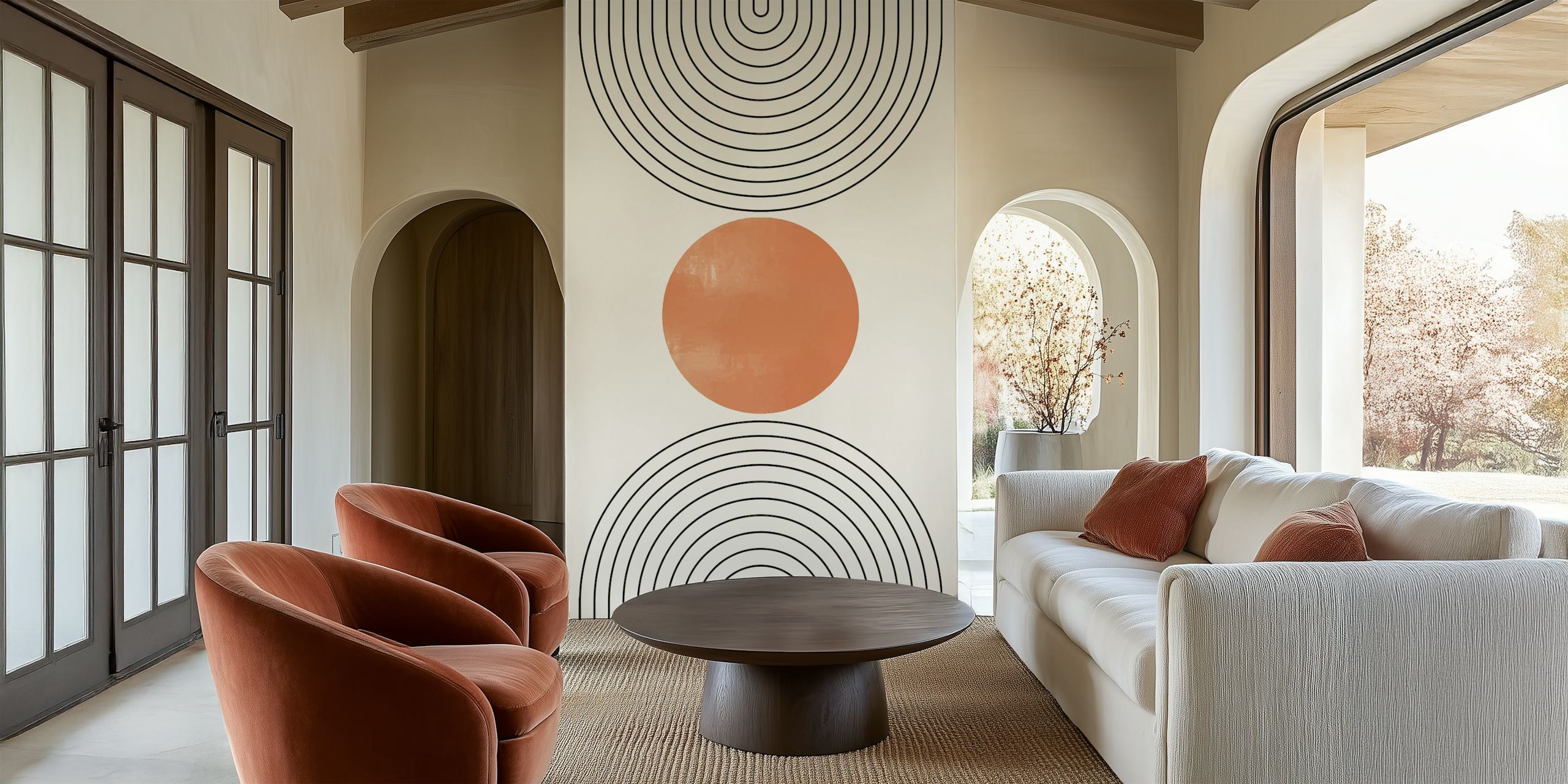 Mid Century Sphere wallpaper in a room setting