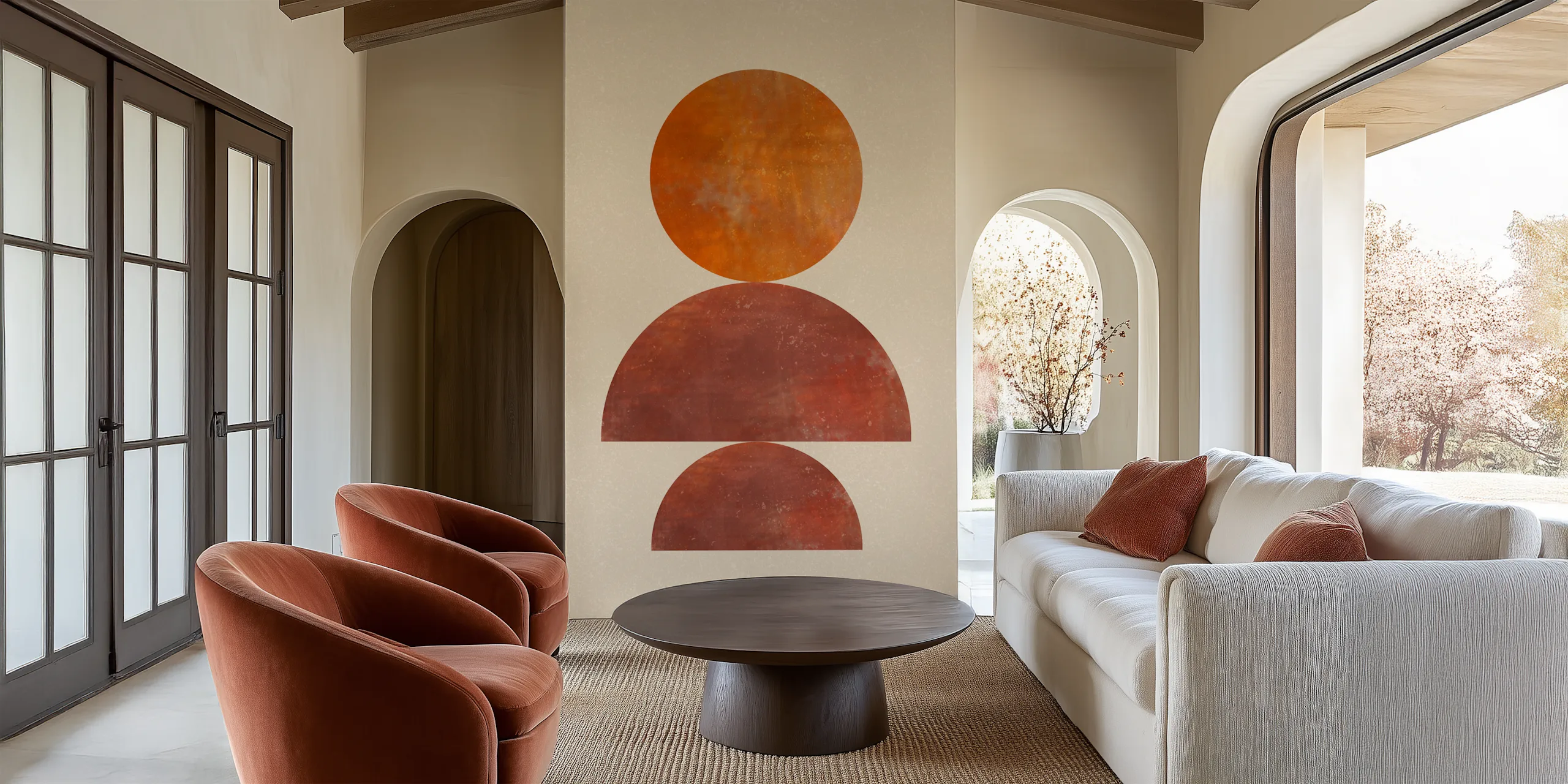 Rusty Boho Abstract Circle Wallpaper