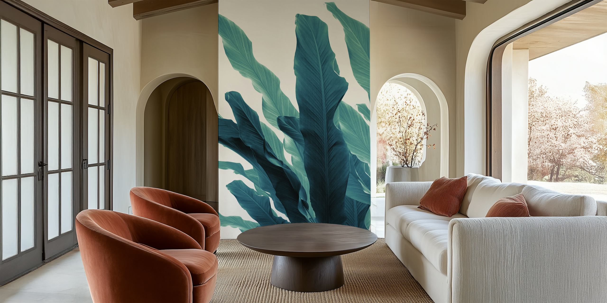 Banana Leaves Jungle wallpaper in interior setting