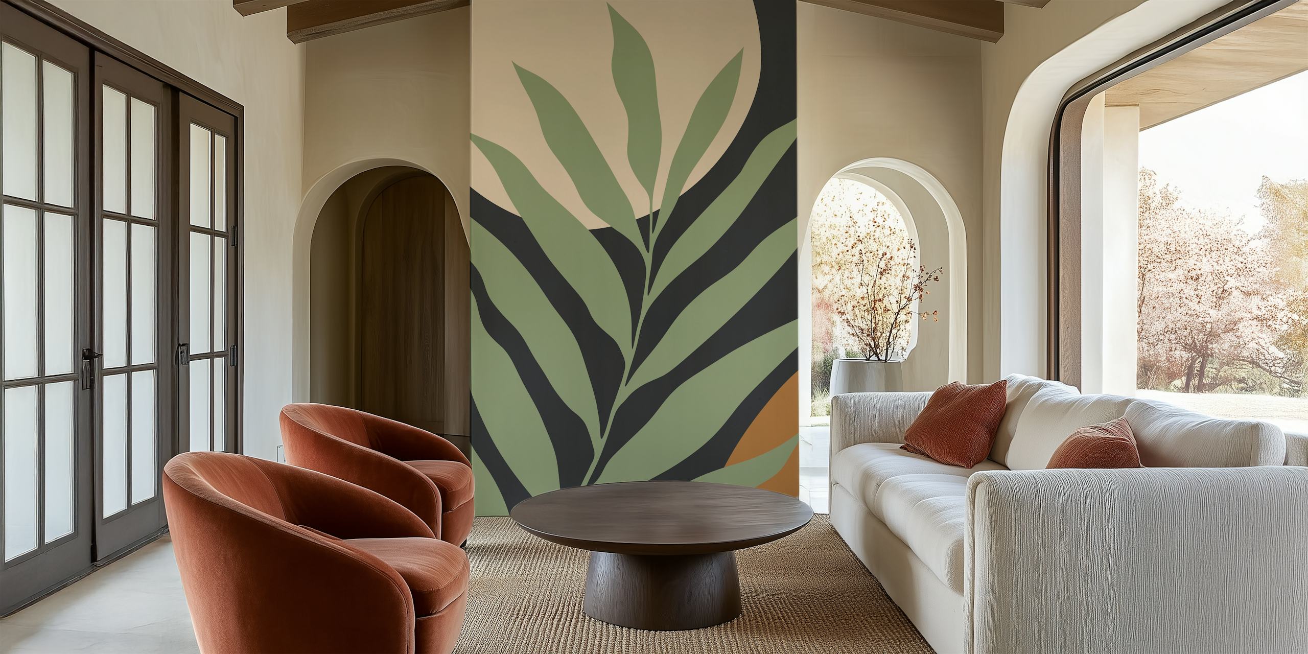 Organic nature-inspired wallpaper in a room