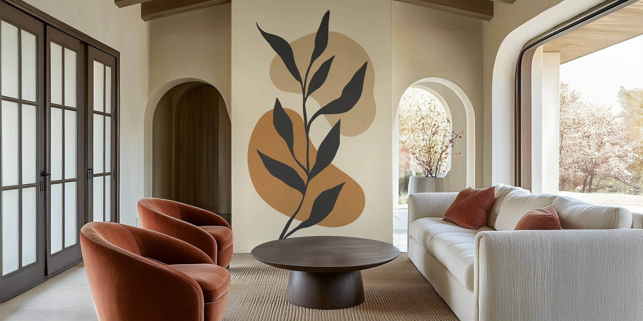 Organic nature wallpaper design in a room