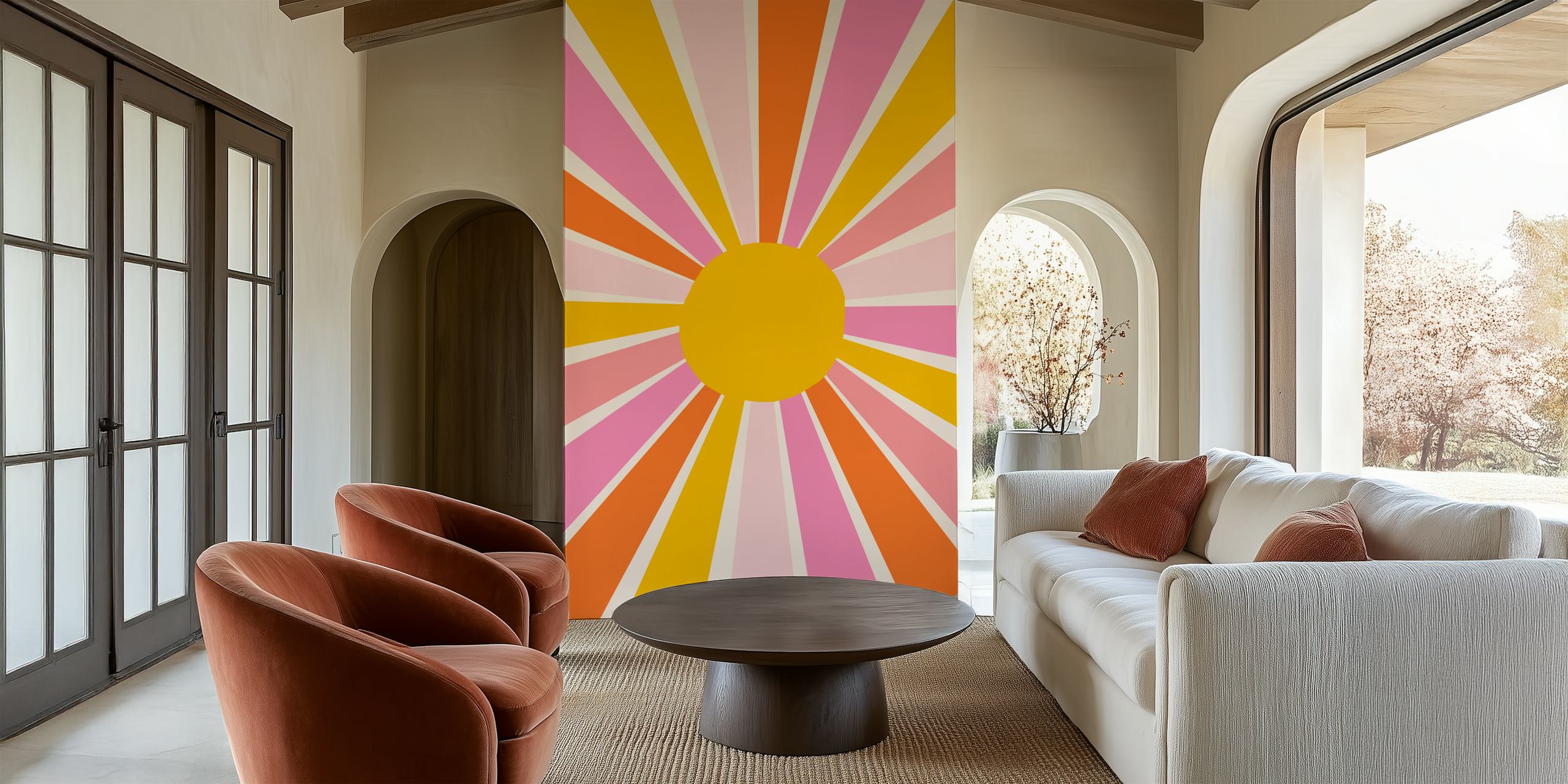 Bright sunshiny wallpaper design in a room