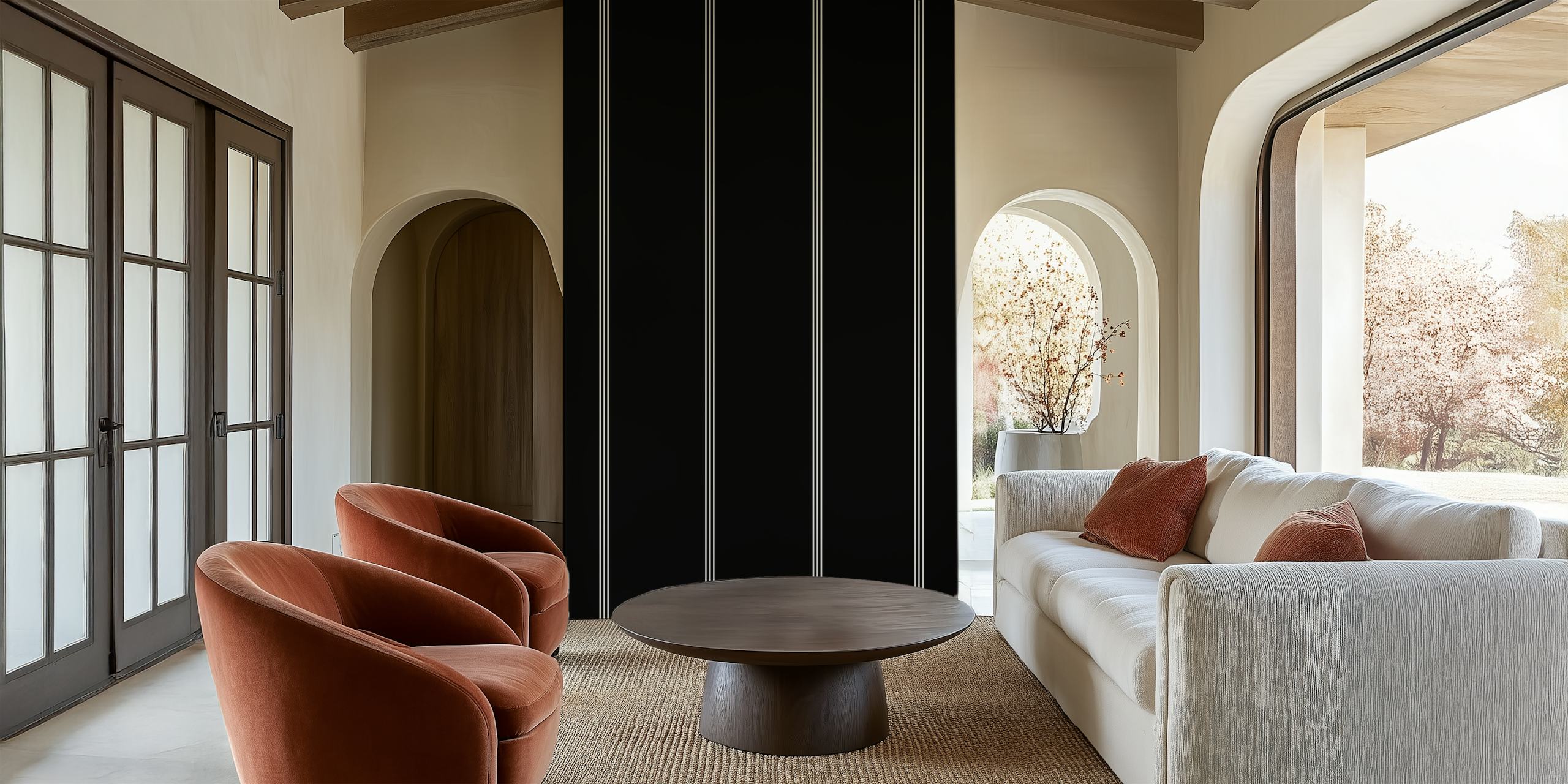 Minimalistisk svart och vit randig tapet för elegant inredning