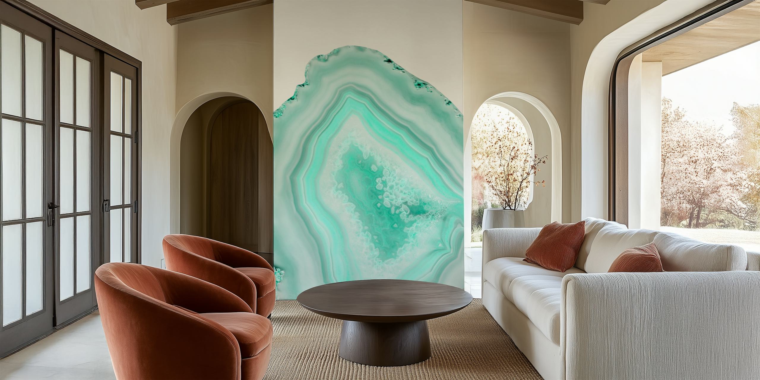 Soft Turquoise Agate Dream wallpaper in a room