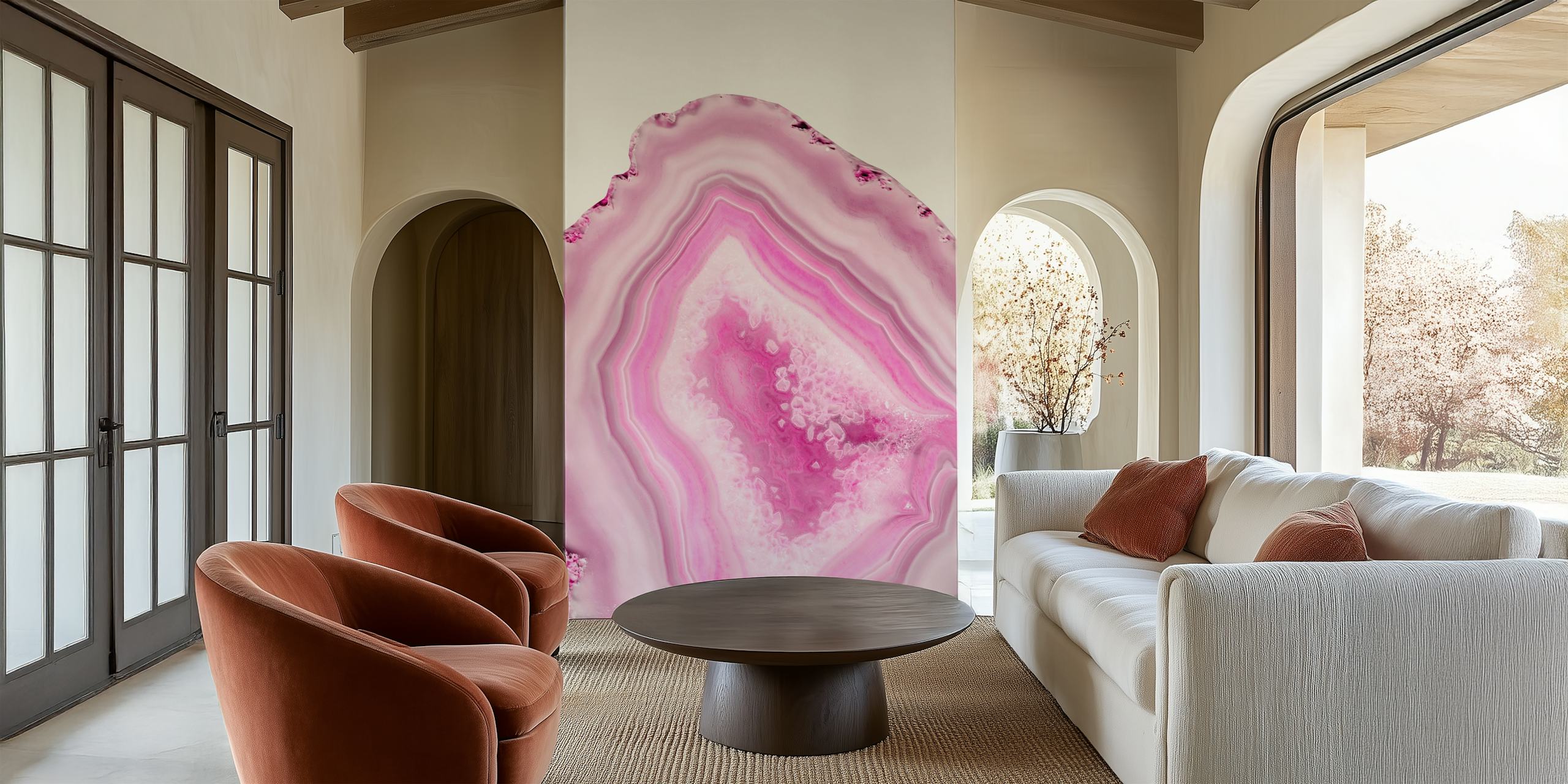 Soft Pink Agate Dream tapetti huoneessa