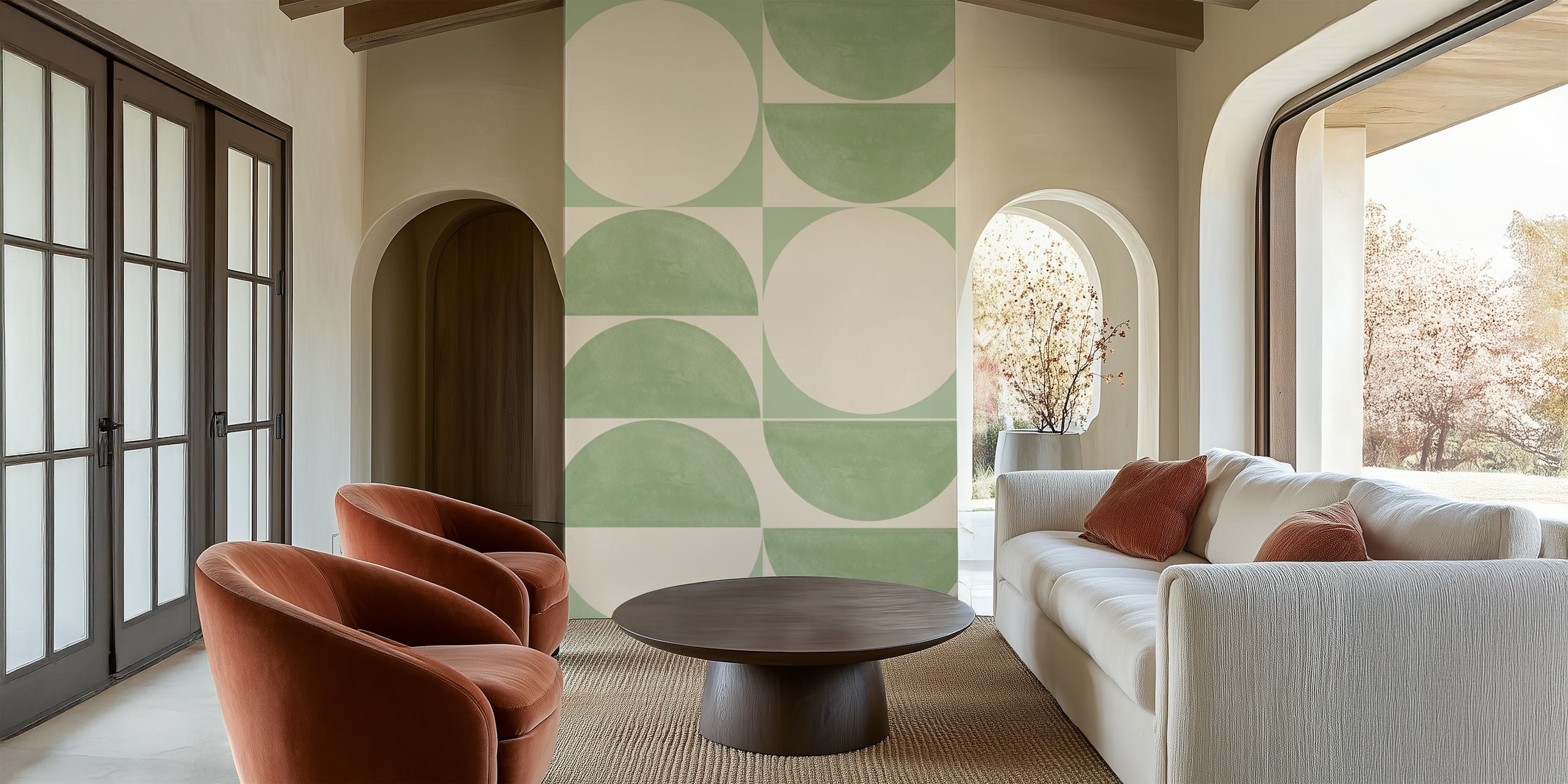Groen vintage geometrisch behangontwerp