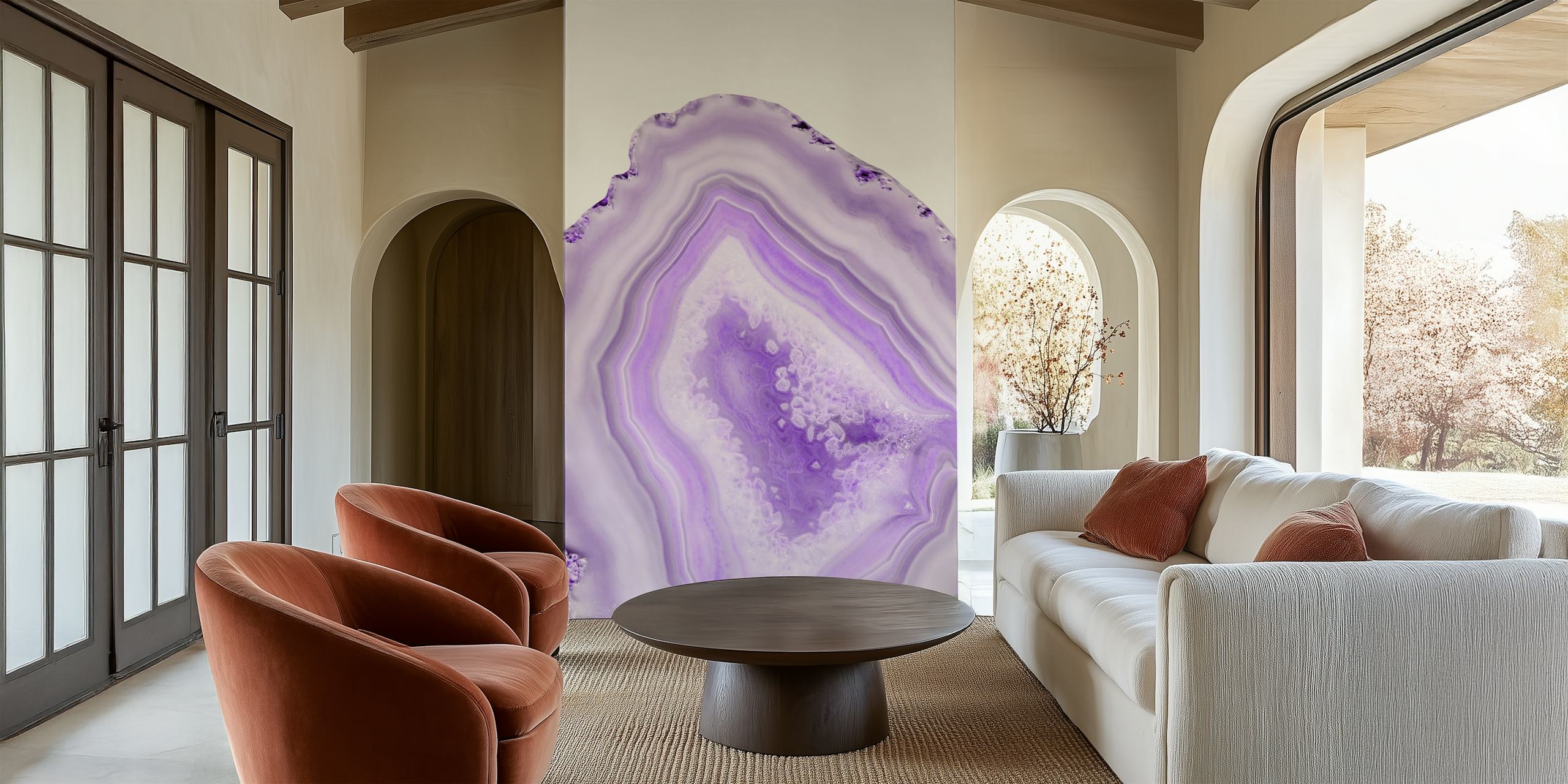 Purple agate stone patterns and swirls wallpaper