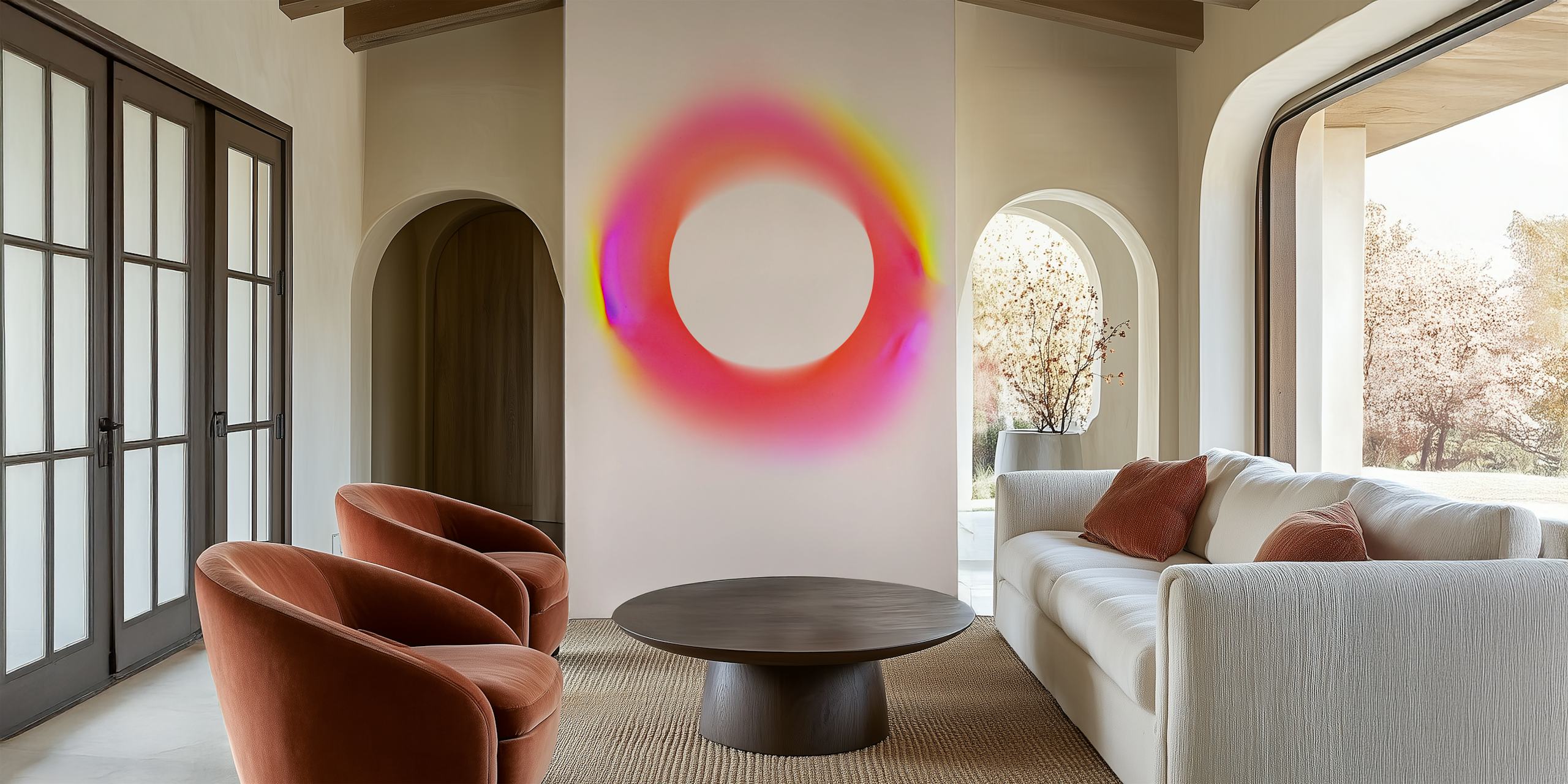 Colorful abstract circular design with gradient shades wallpaper